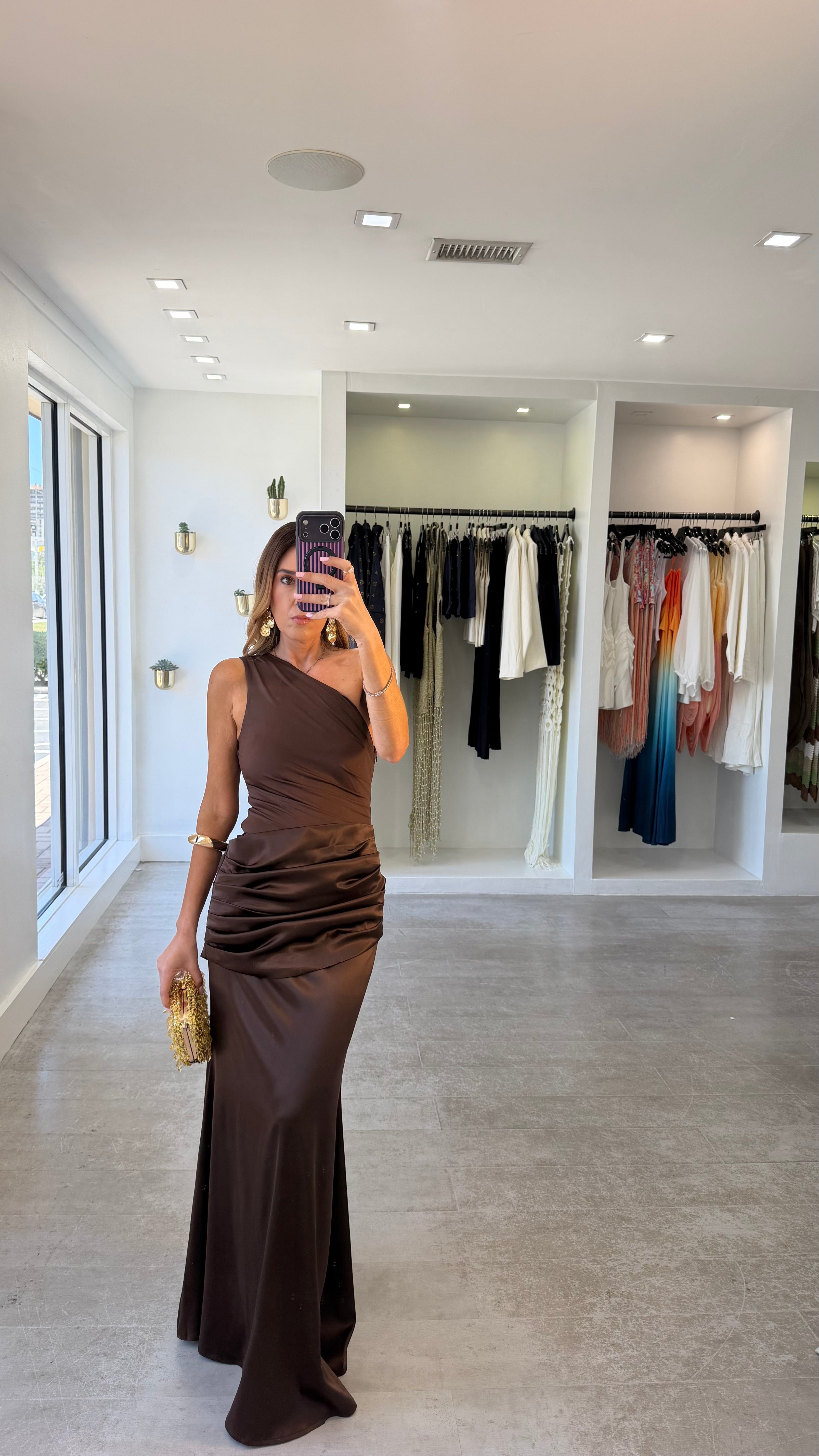 ESPRESSO DRAPE DRESS