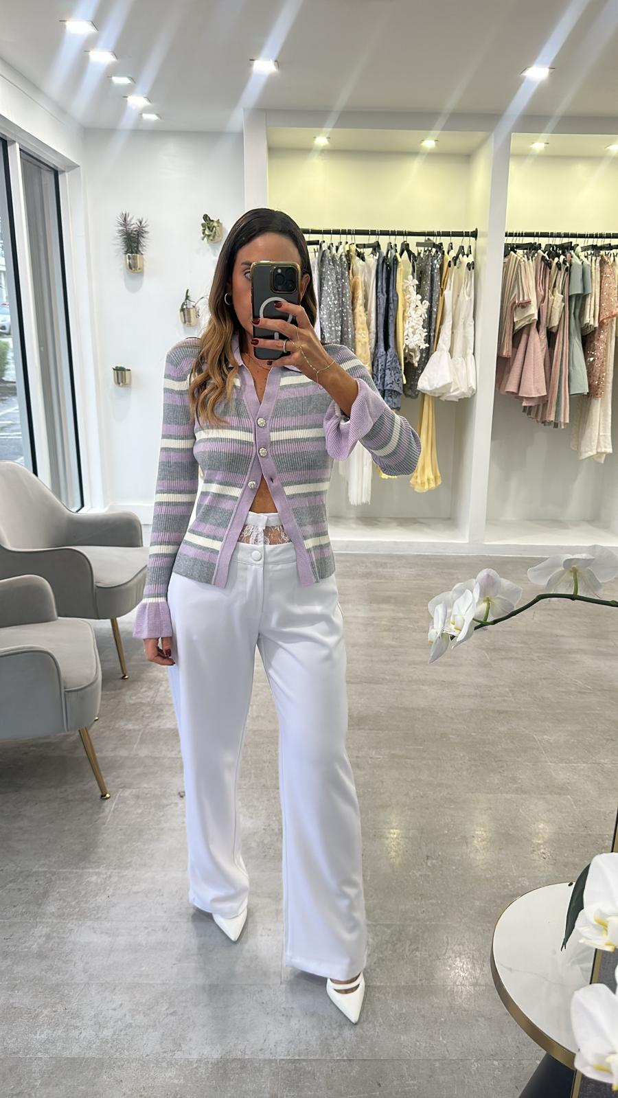 PURPLE STRIPE SWEATER