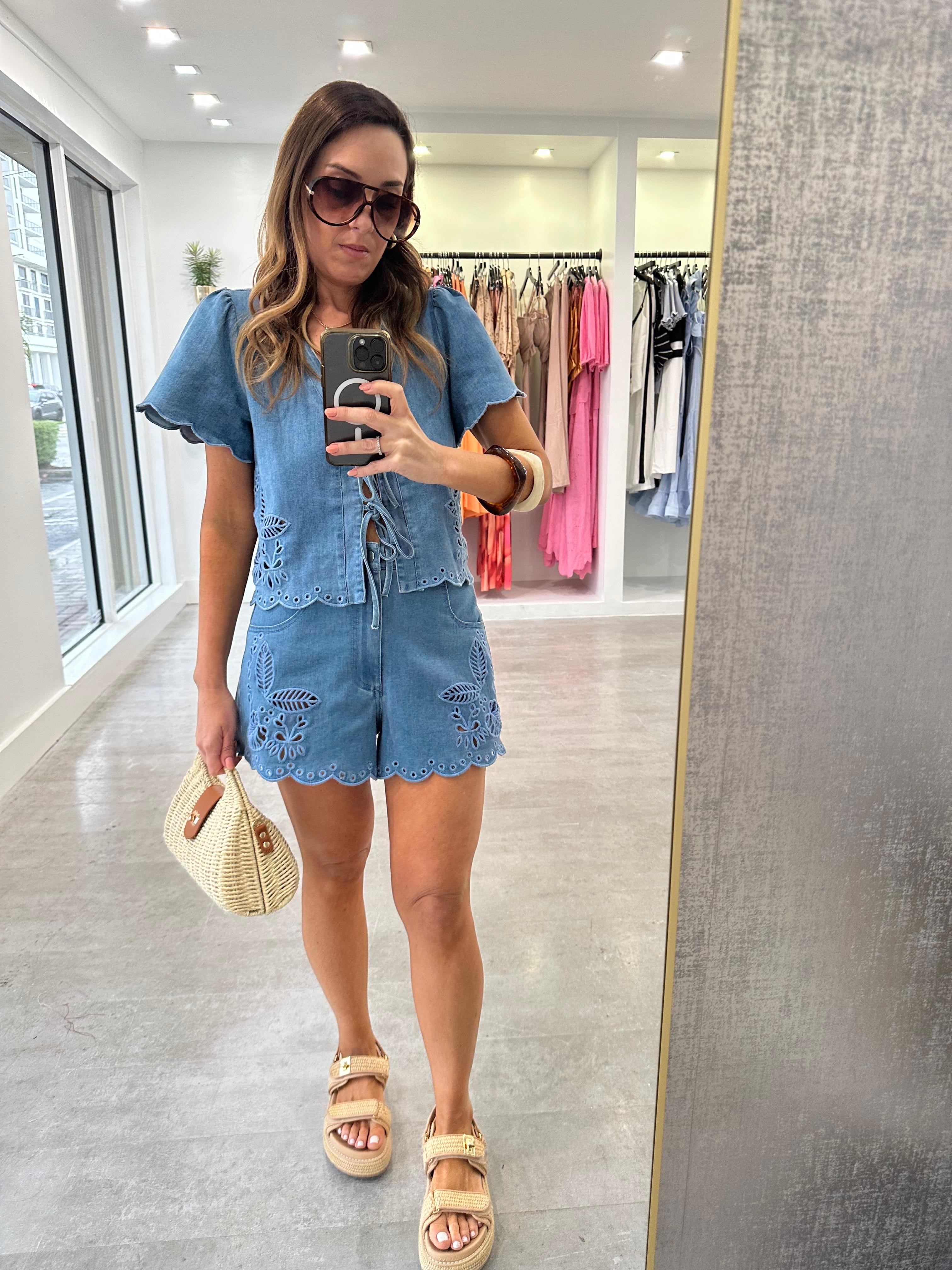 THE DENIM EYELET SET