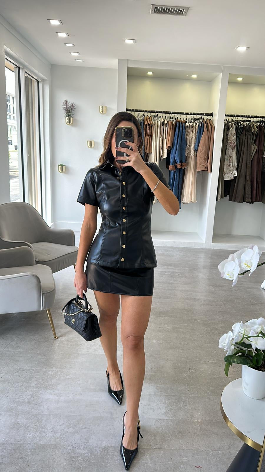 THE FAUX LEATHER SKIRT SET