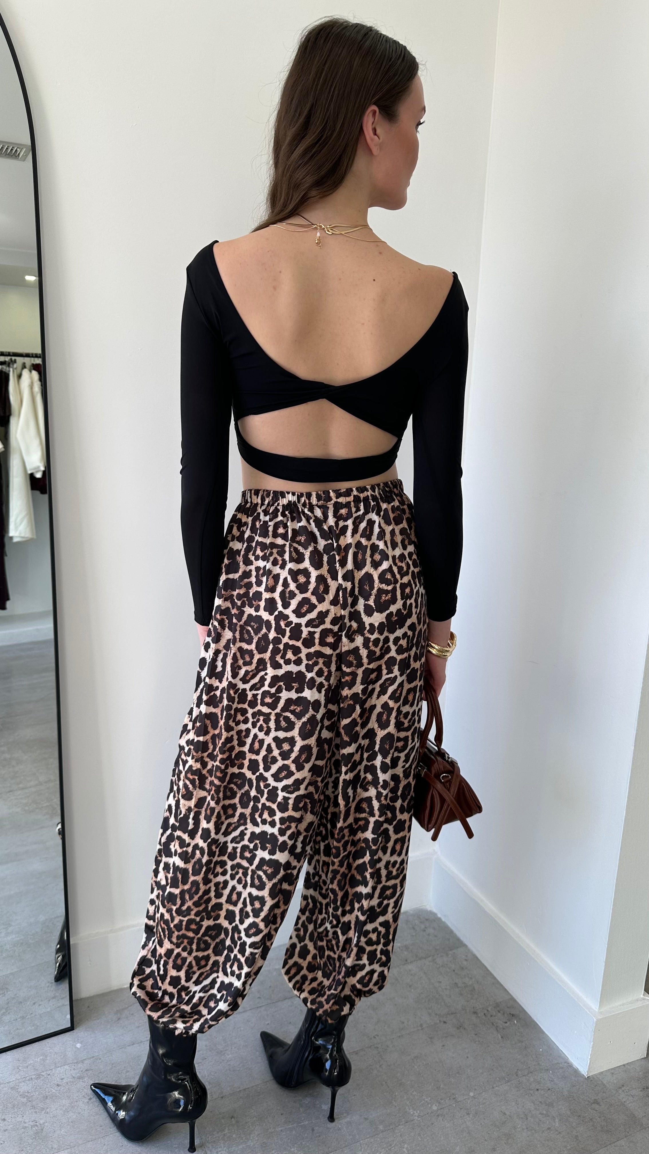 WILD SATIN LEOPARD PANTS