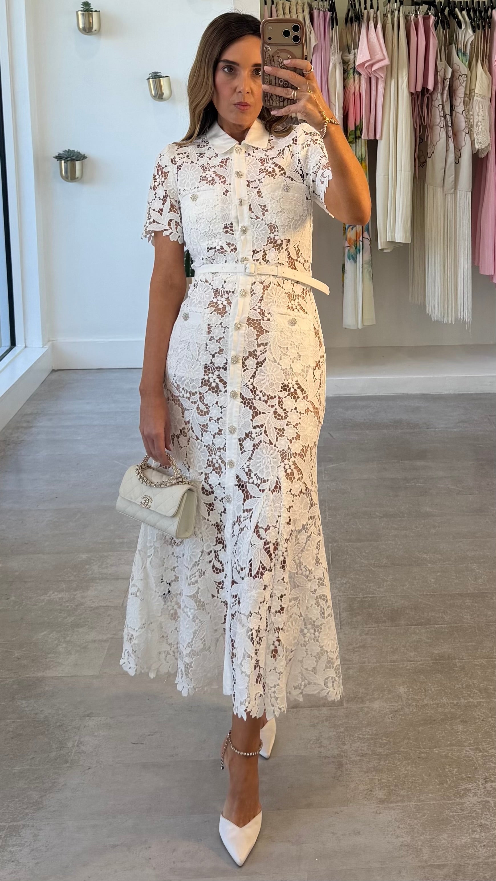 WHITE COLLAR LACE DRESS