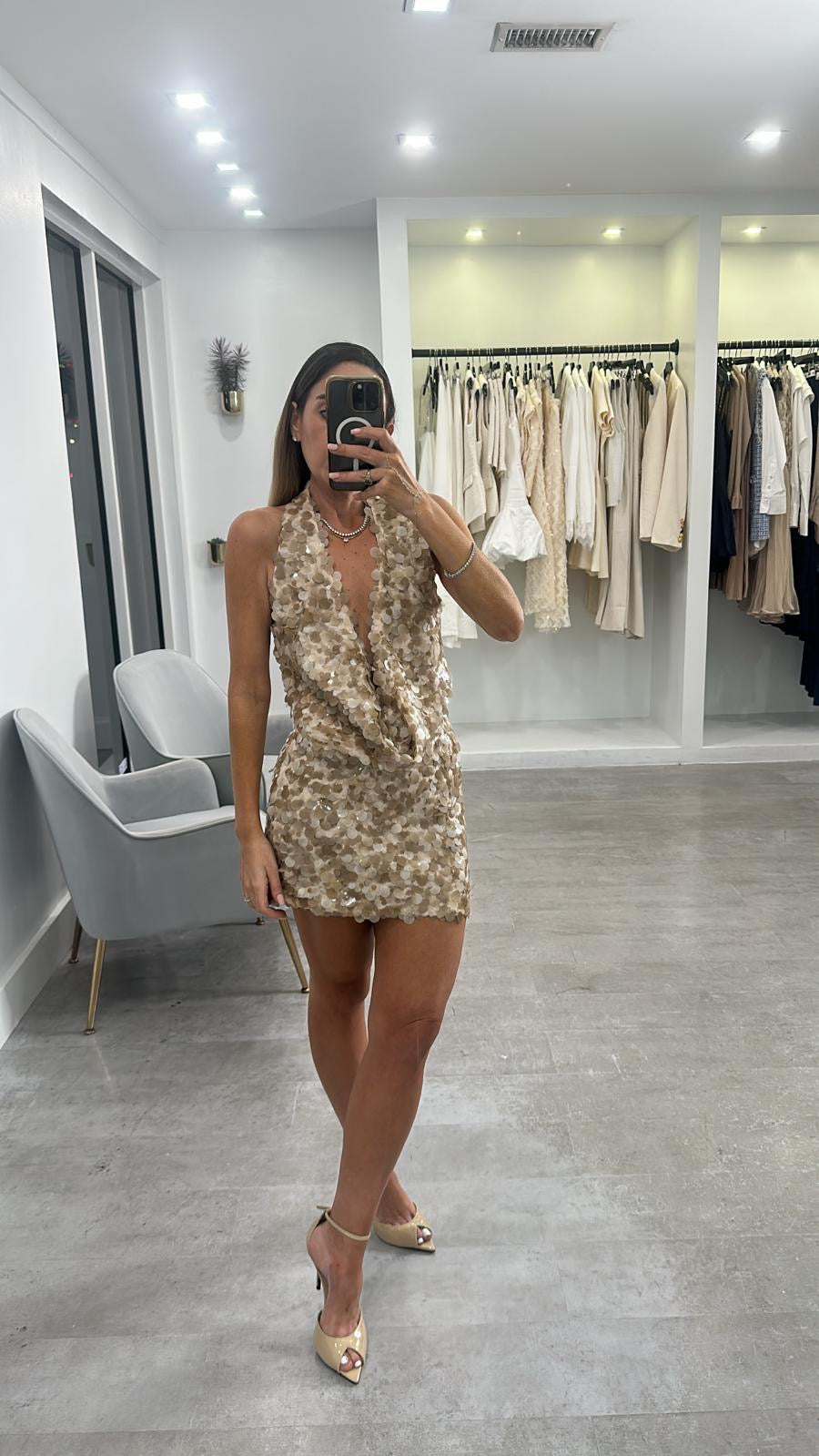 GOLD SEQUIN SKIRT SET