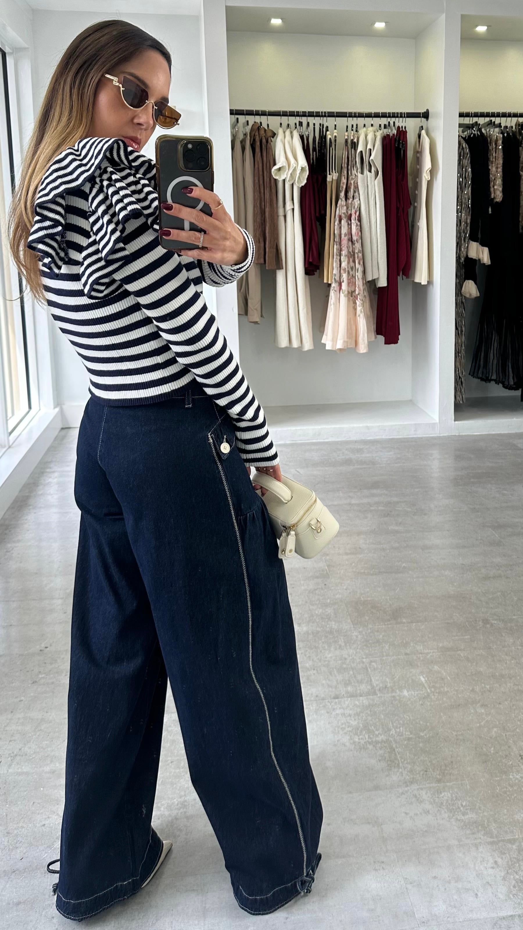 INDIGO WIDE LEG DENIM