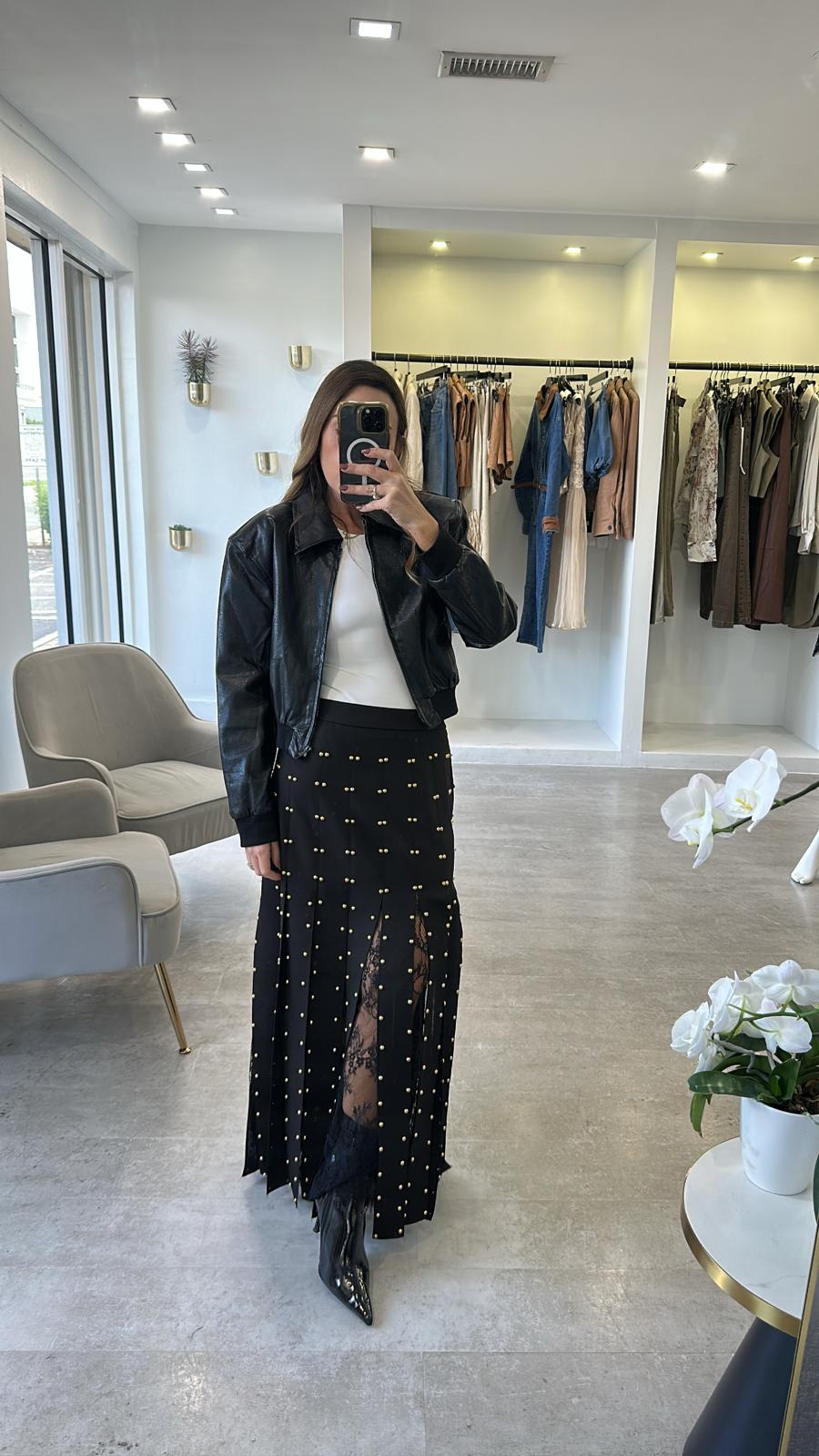 BLACK FRINGE SKIRT