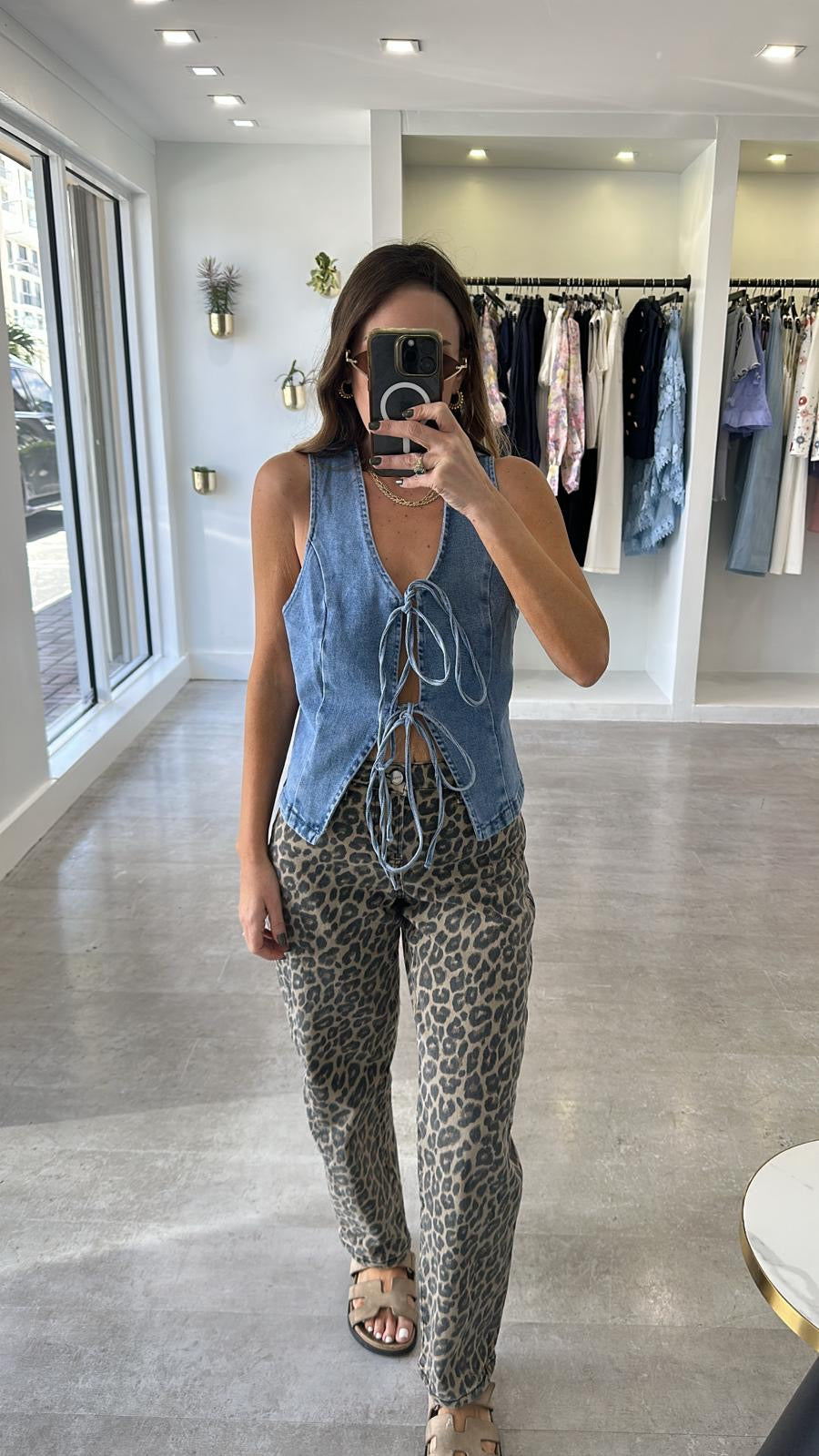 LACE UP DENIM VEST