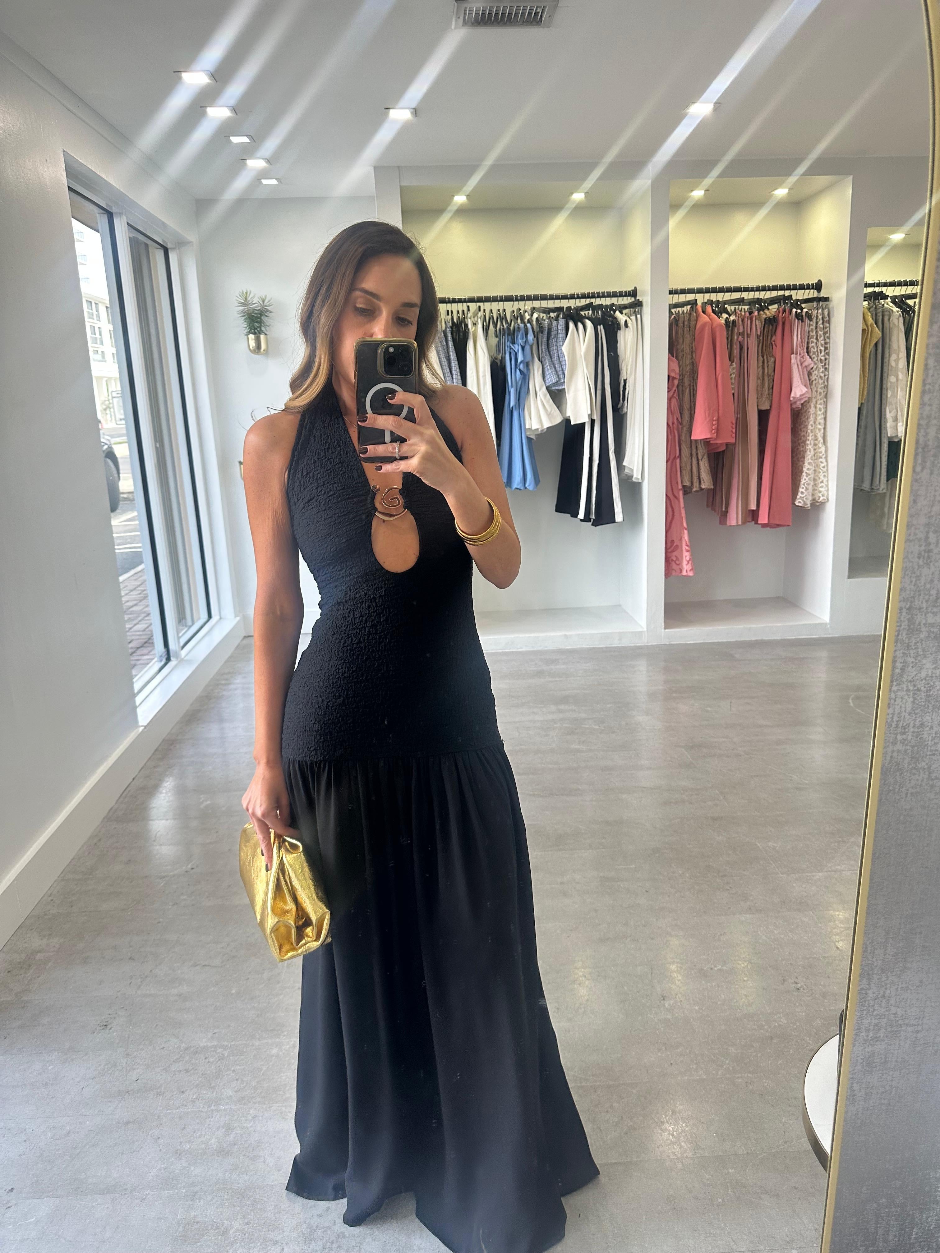 BLACK CARACOL DRESS