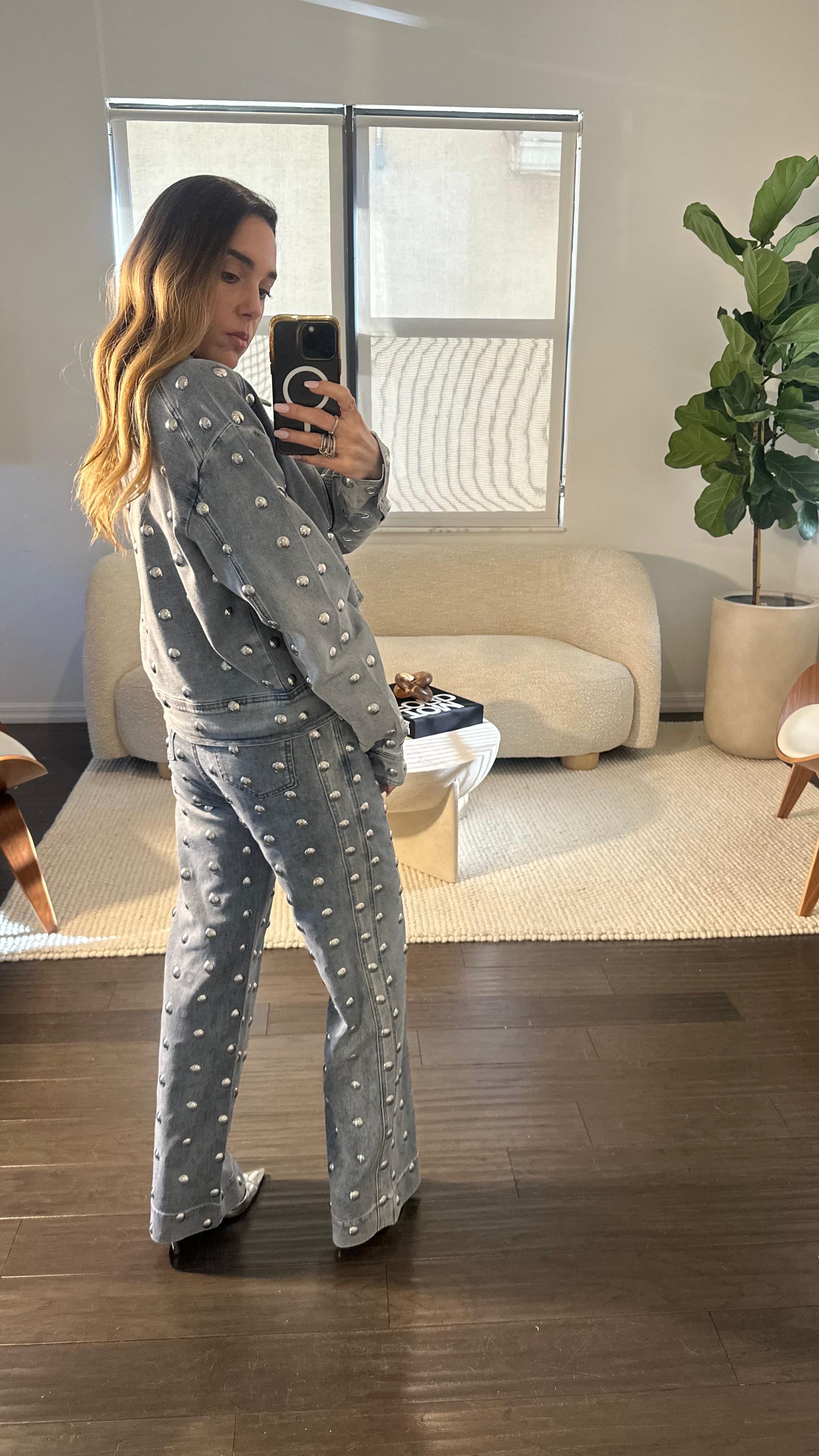 THE SILVER DENIM STUD SET