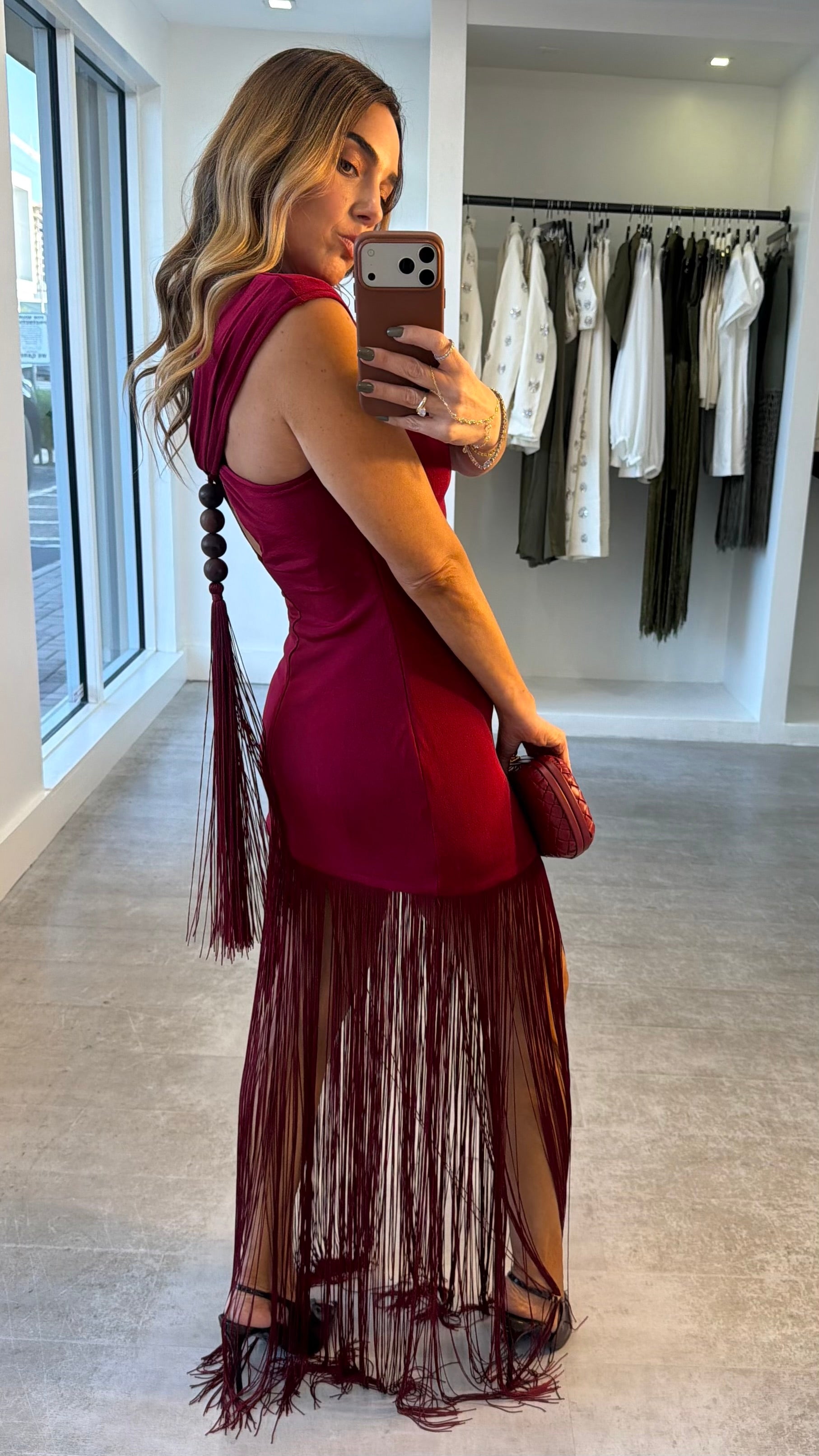 BORDEAUX FRINGE DRESS