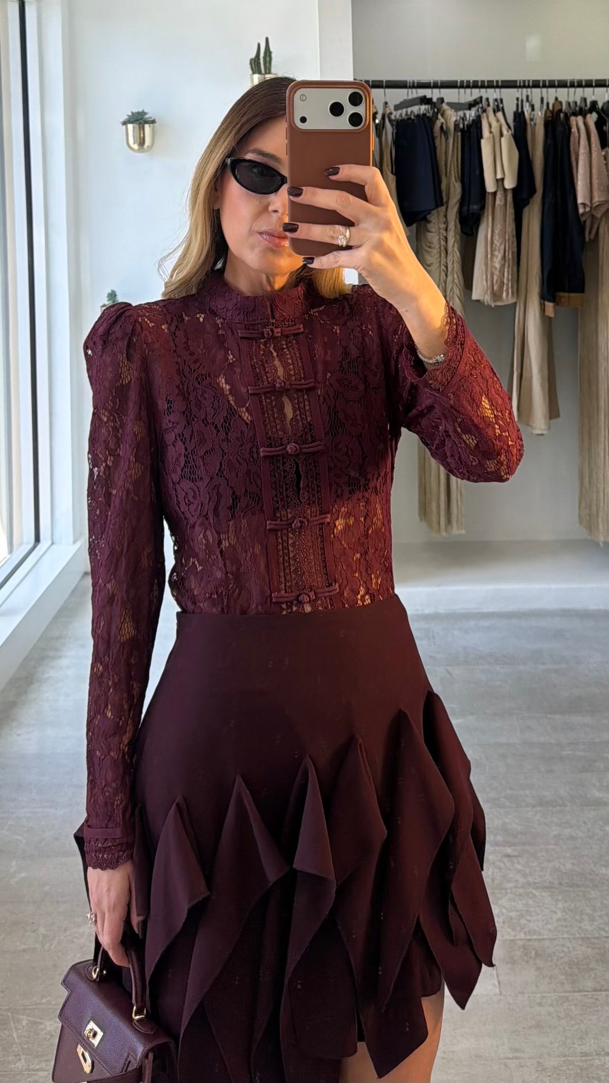 WINE LACE TOP