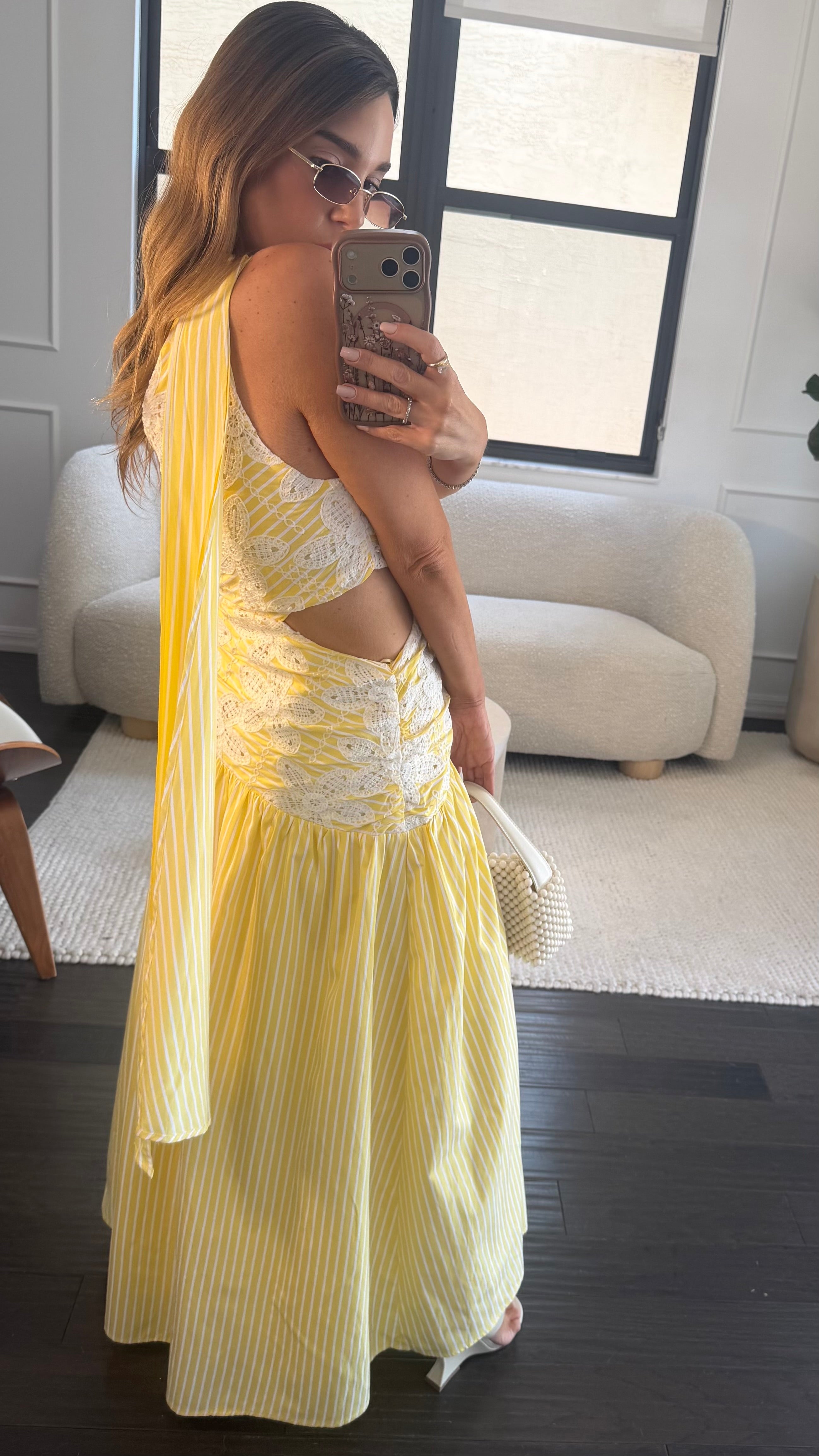 SUNSHINE STRIPE LACE DRESS