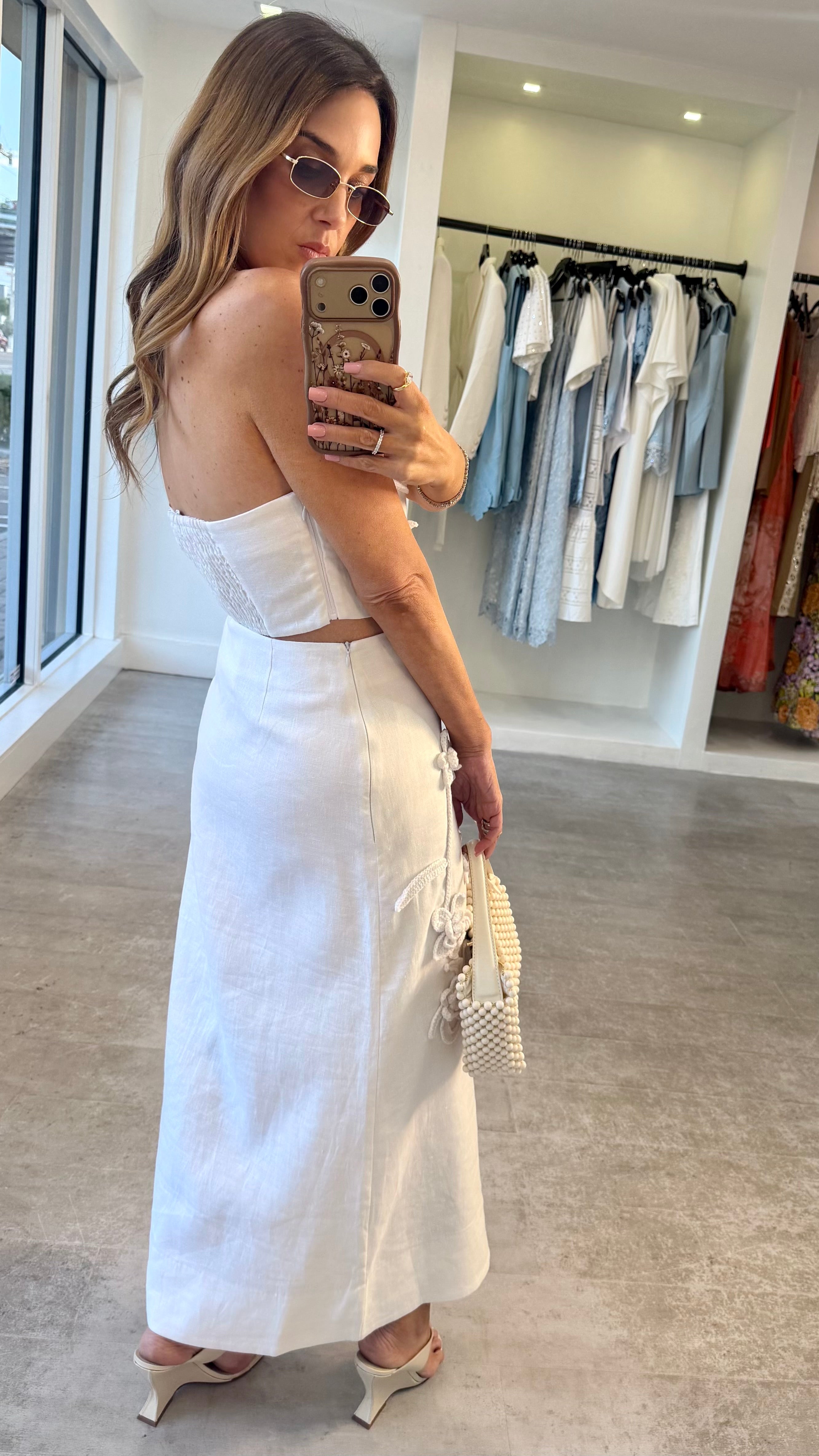LINEN CROCHET MIDI SET