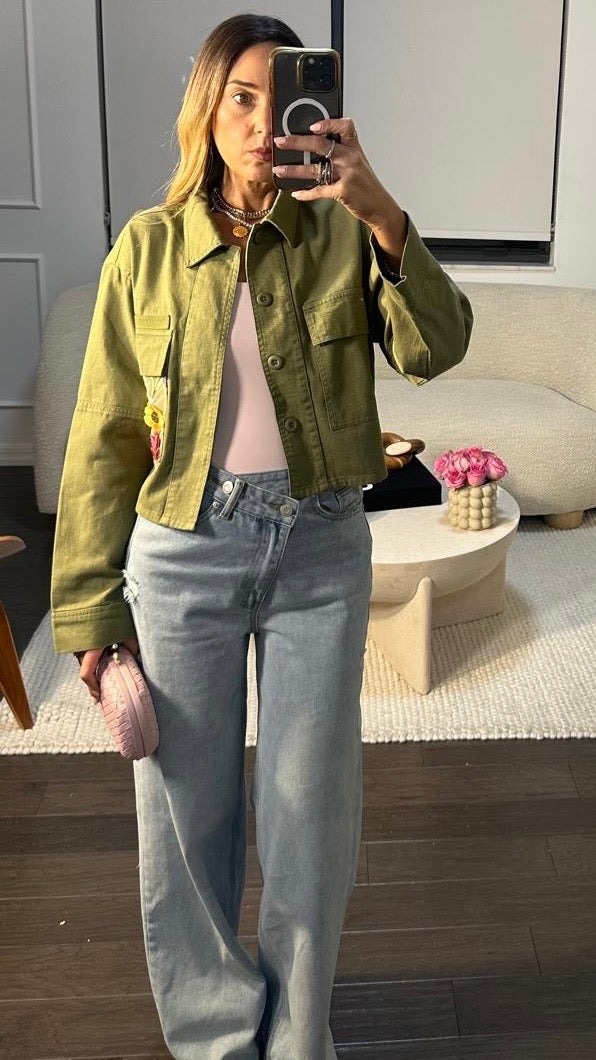 3D FLORAL ARMY JACKET