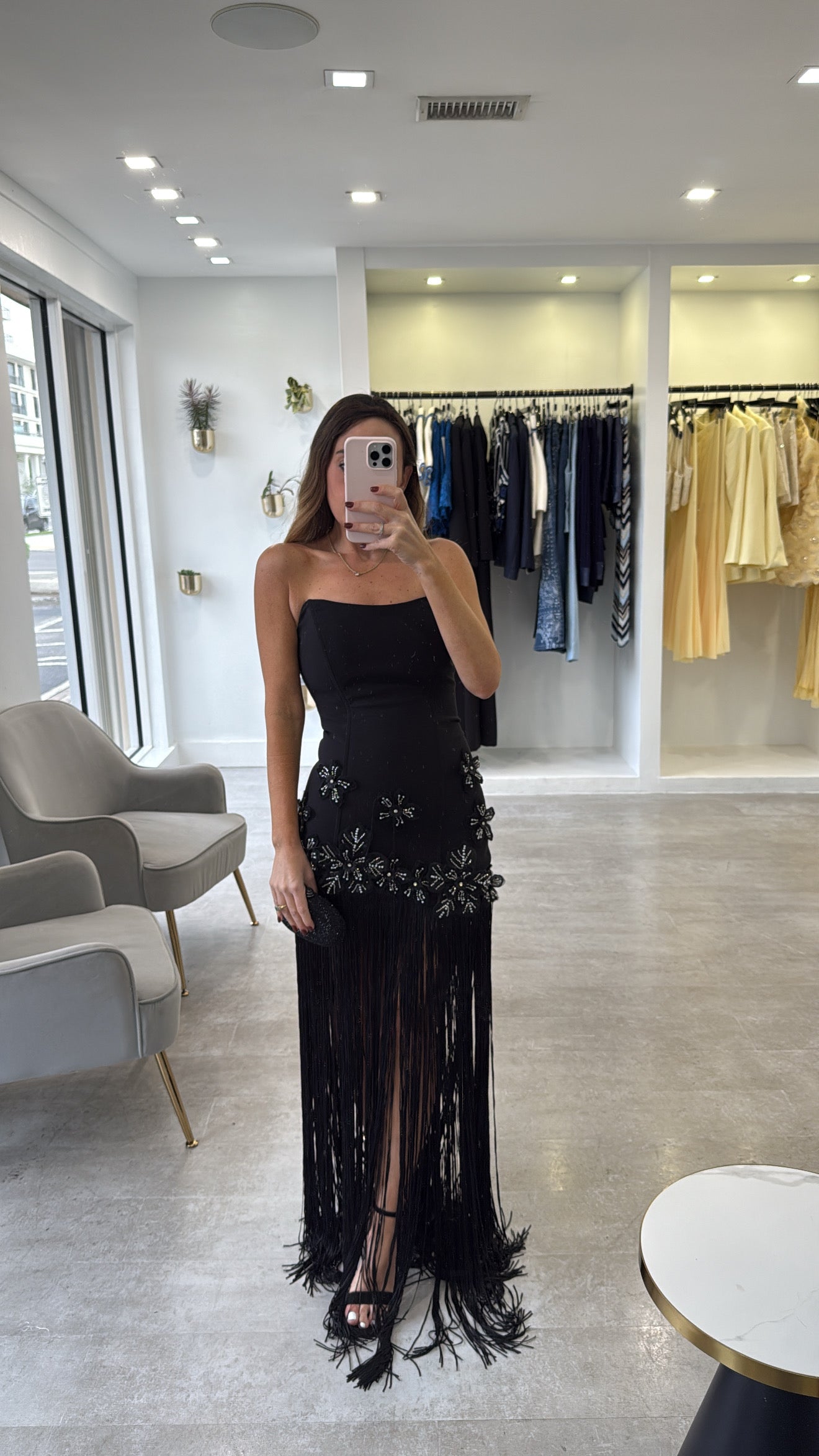 BLACK  FRINGE ELAN DRESS