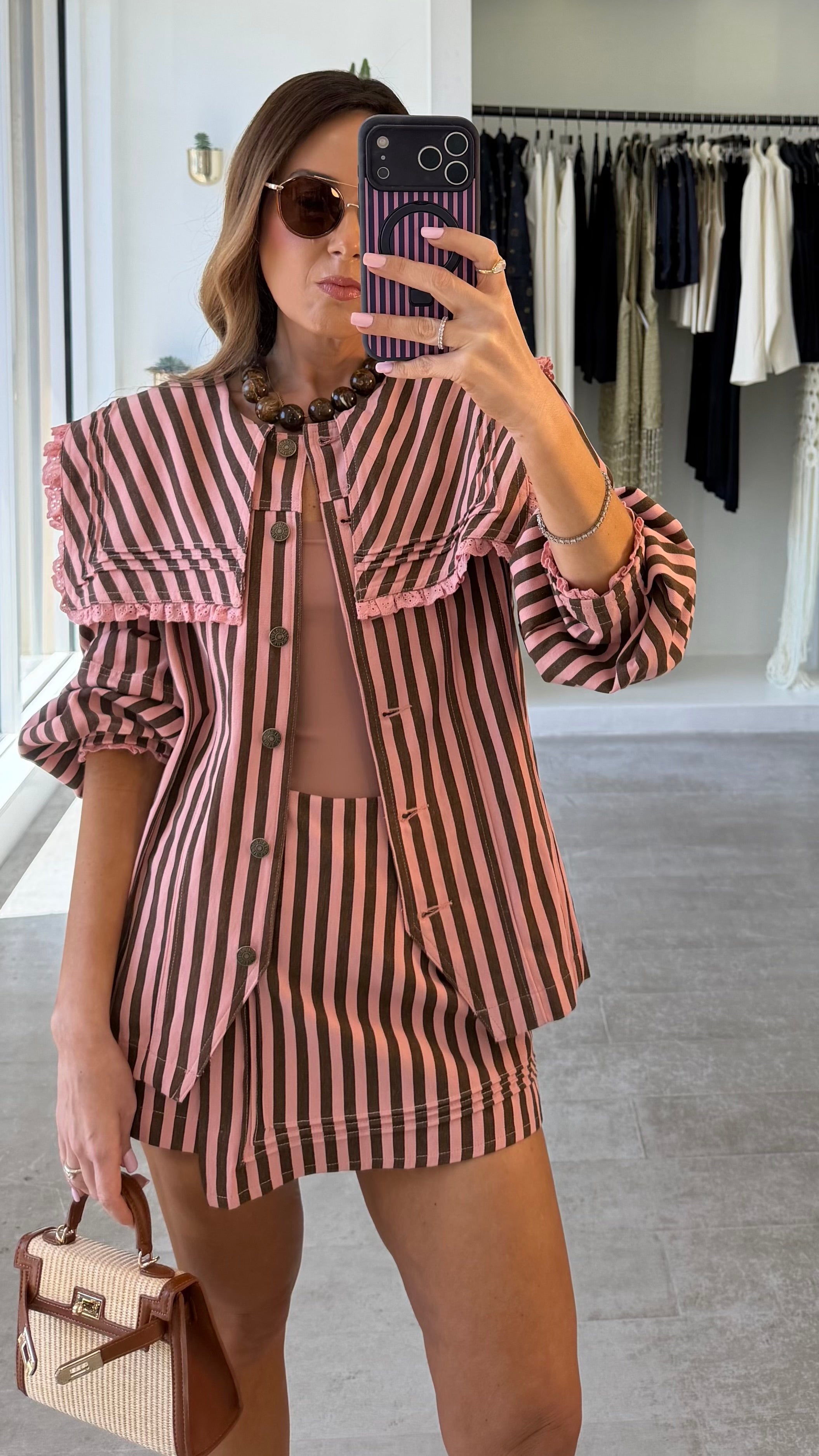 PINK STRIPE EDIT JACKET