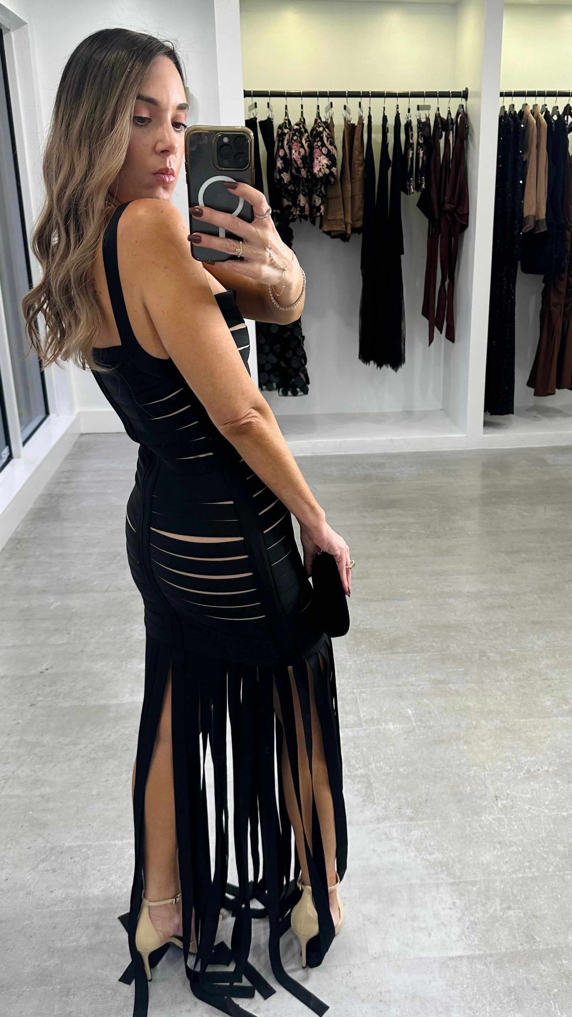 NOIR FRINGE DRESS
