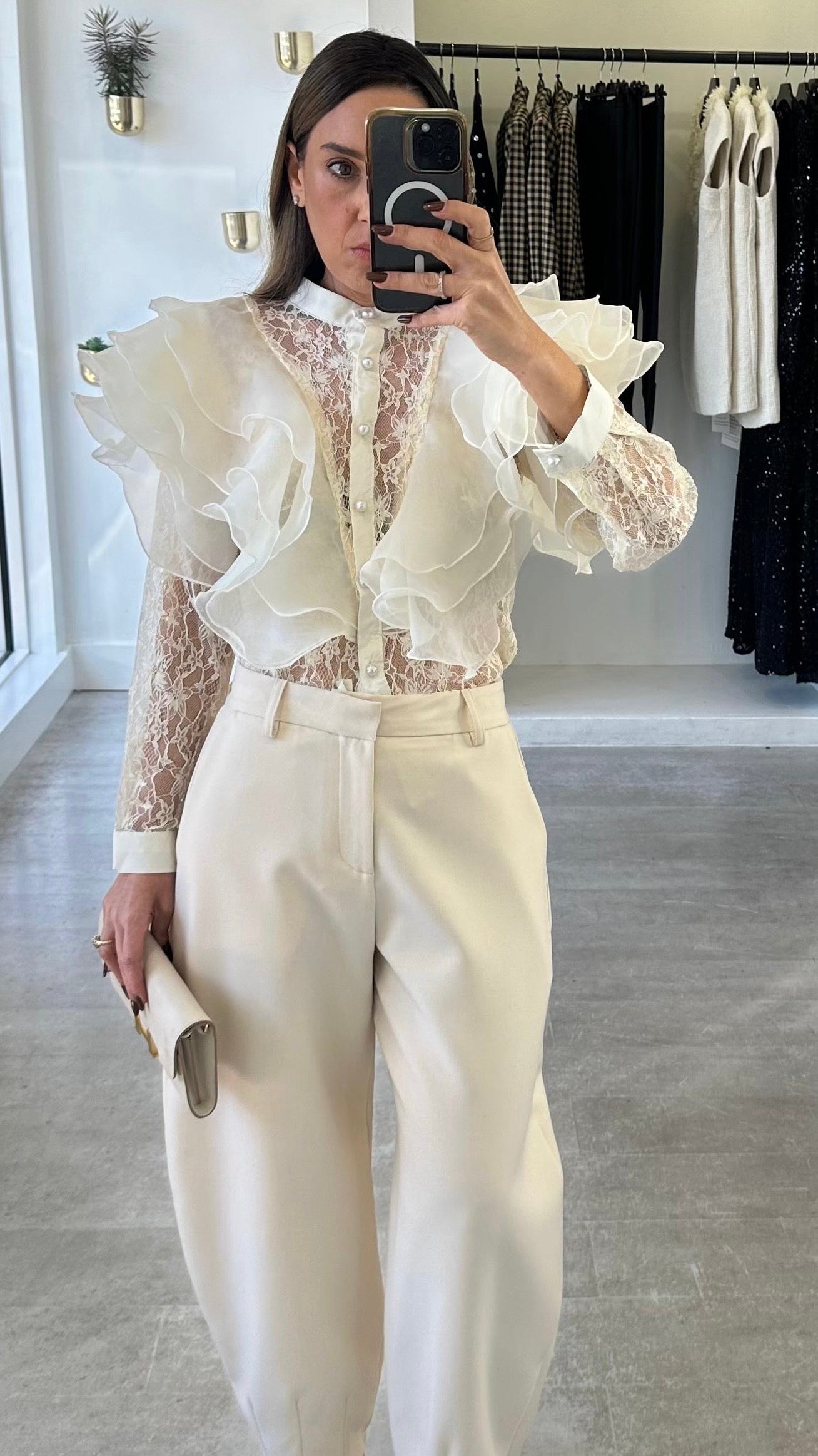 IVORY RUFFLE LACE BLOUSE