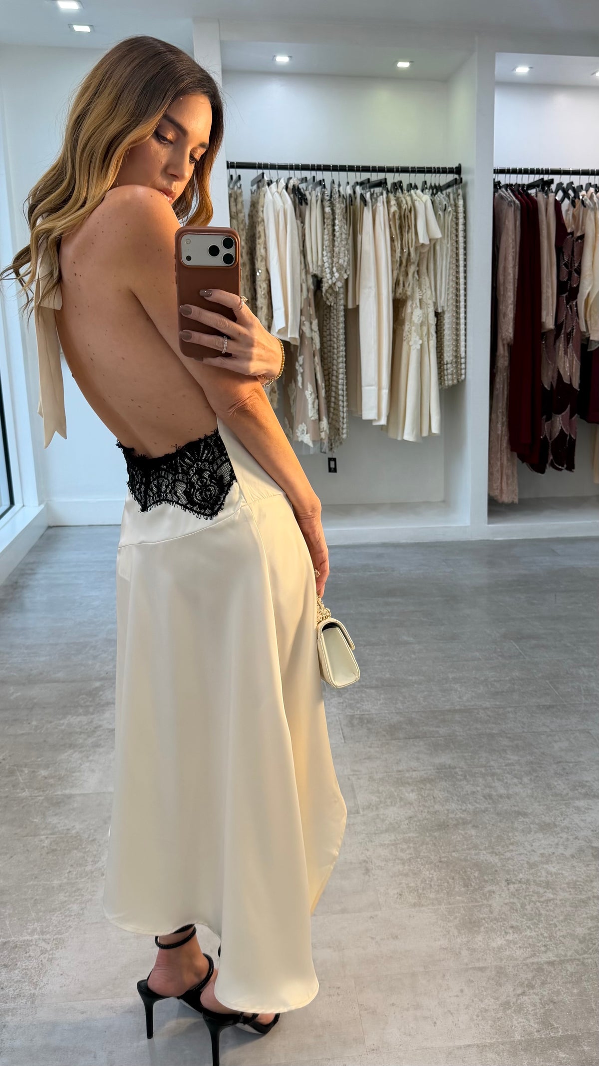 IVORY LACE DRAPE DRESS