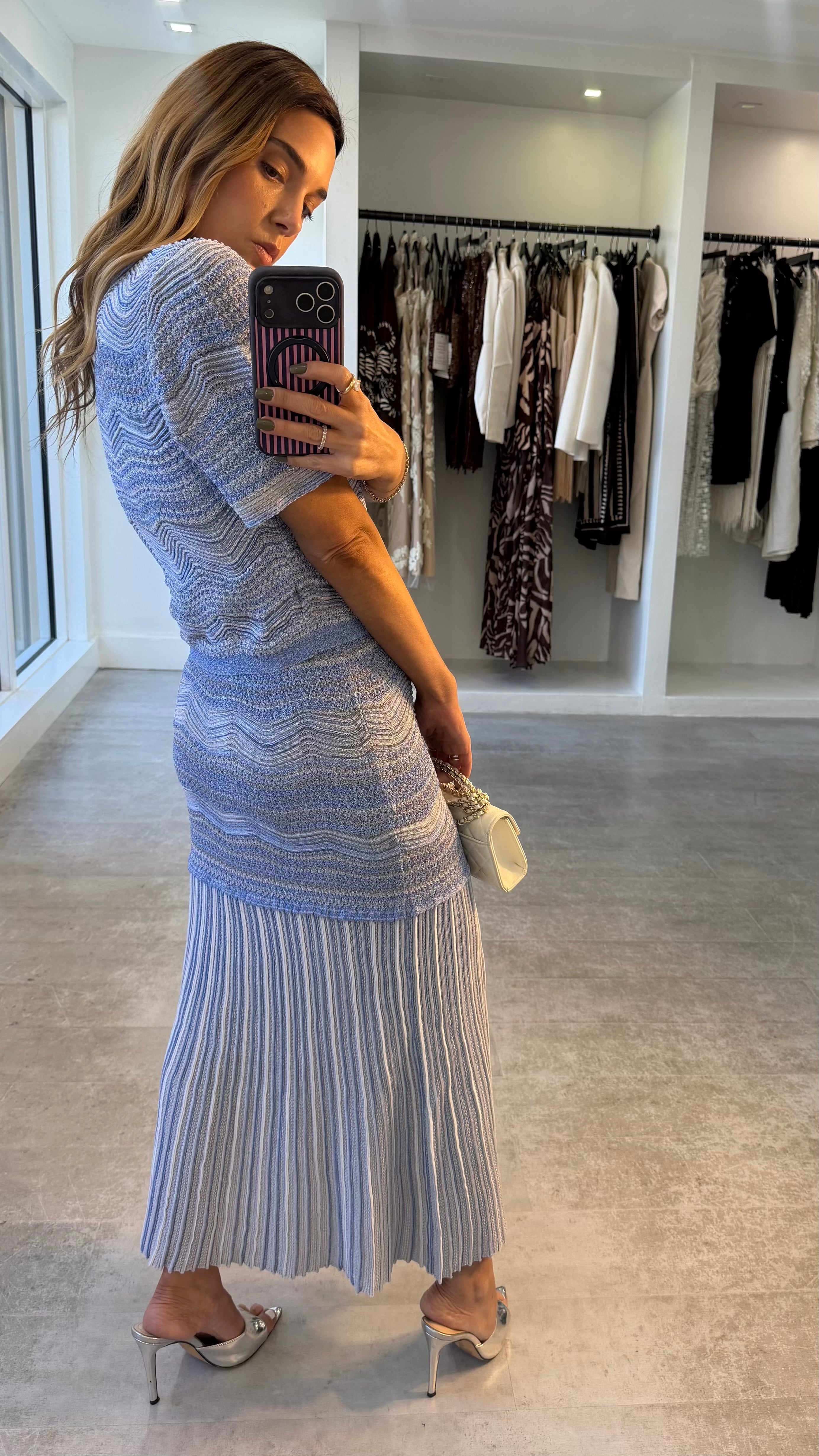 BLUE ZIGZAG SKIRT SET