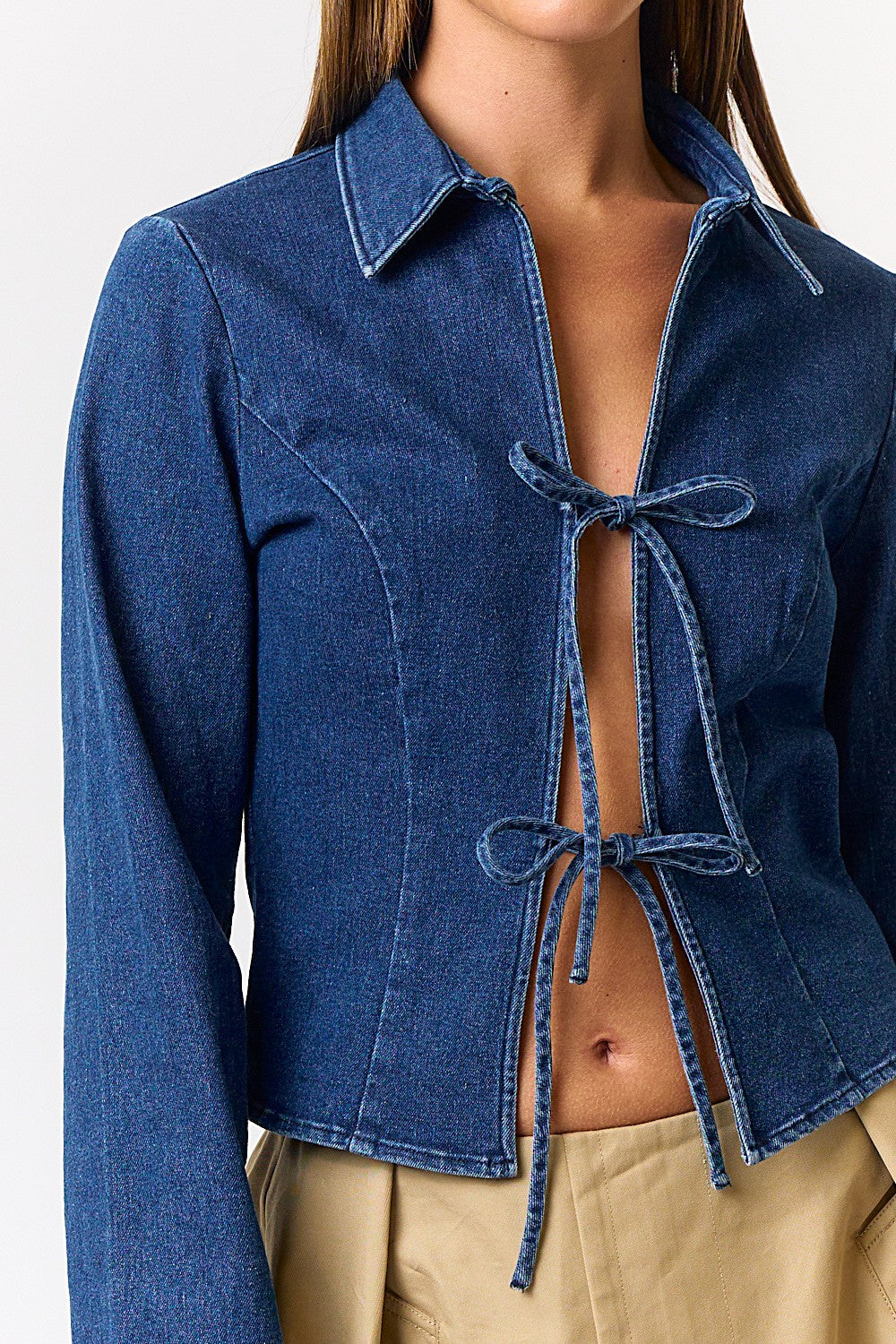 BOW TIE DENIM TOP