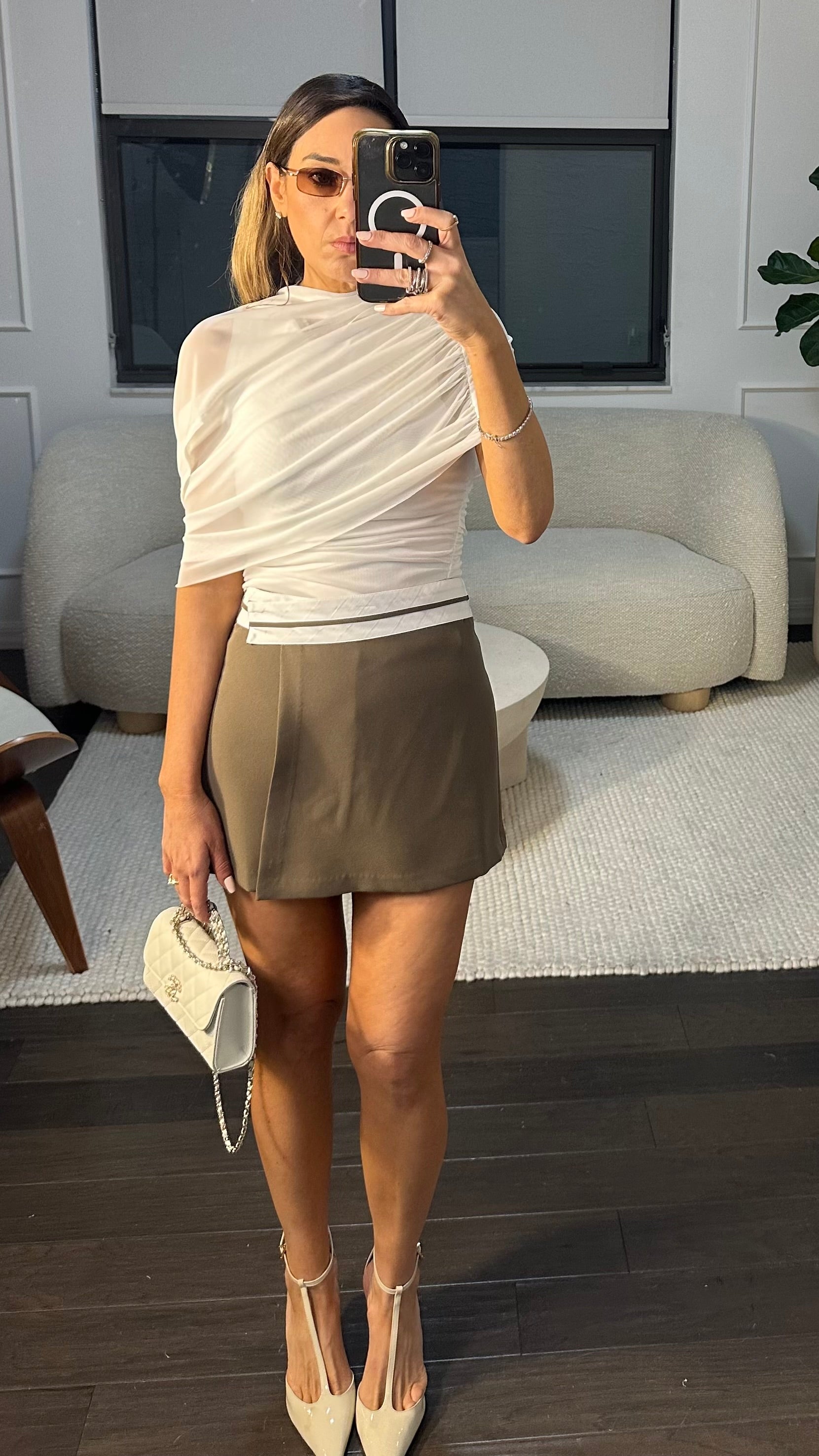TAUPE CONTRAST SKORT