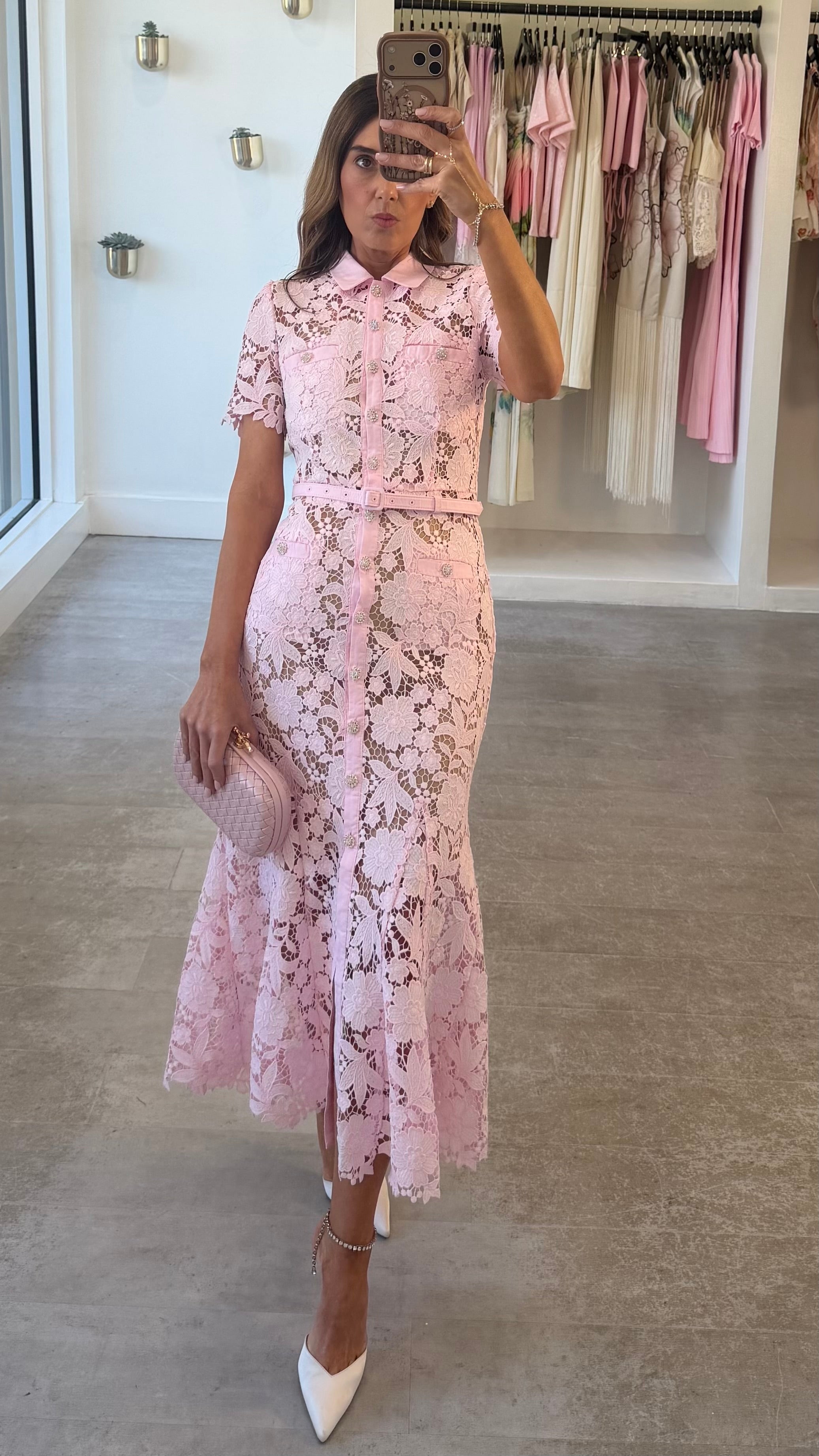 PINK COLLAR LACE DRESS