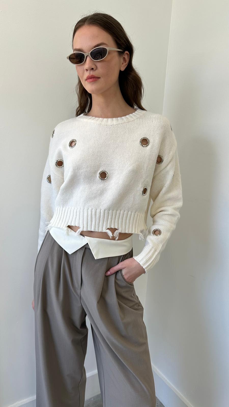 IVORY LOOP SWEATER