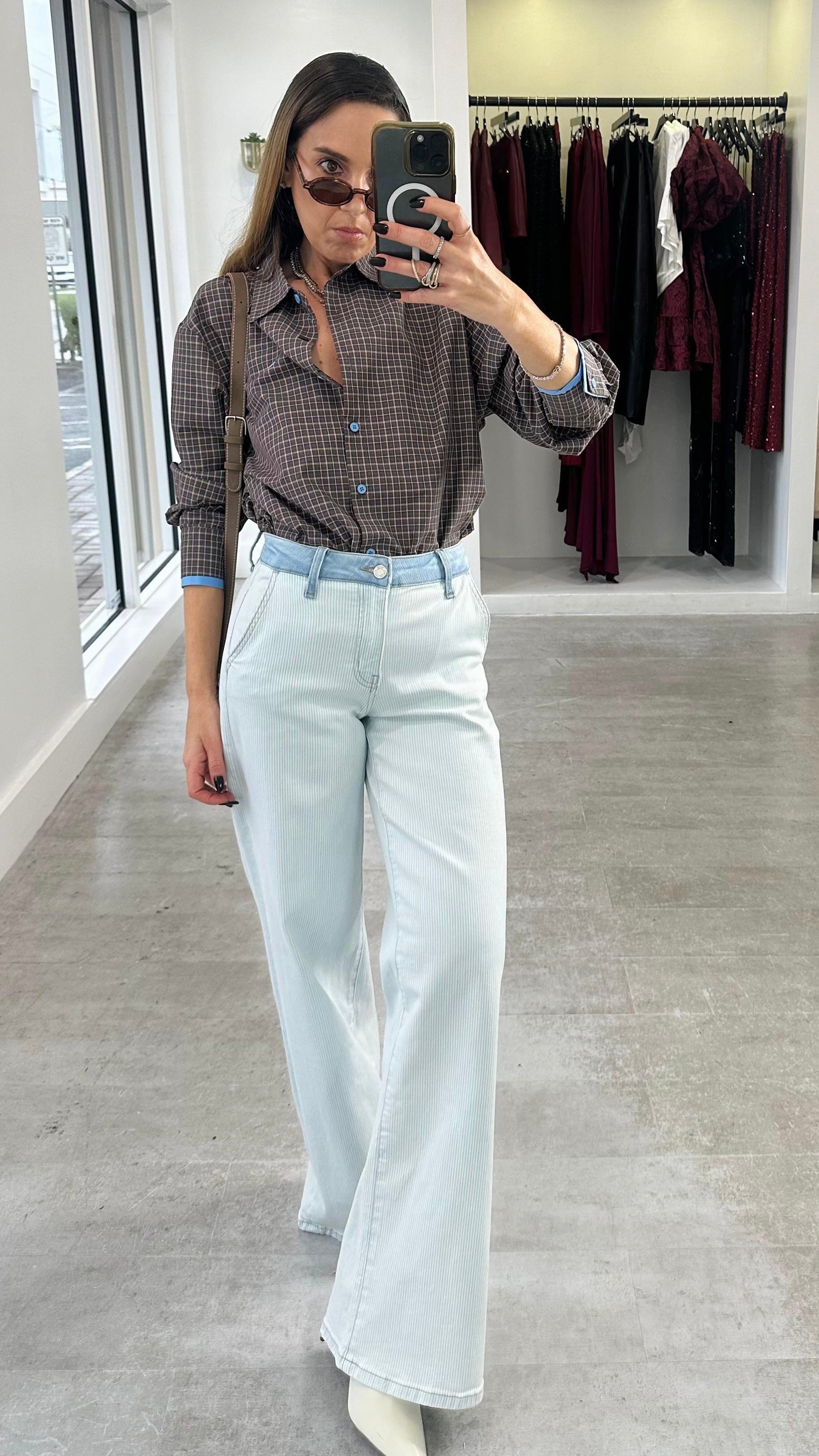 STRIPED CONTRAST DENIM