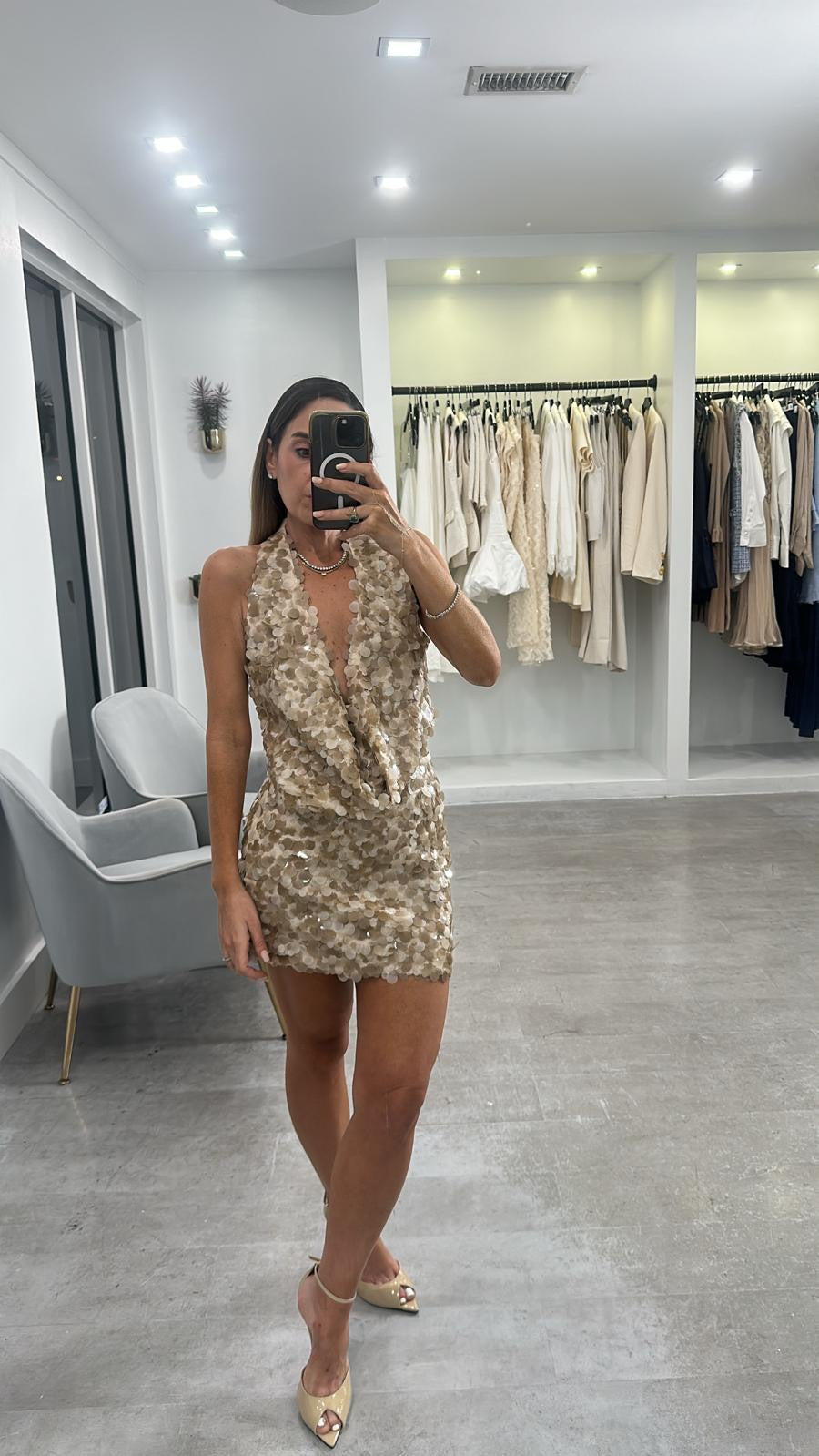 GOLD SEQUIN SKIRT SET