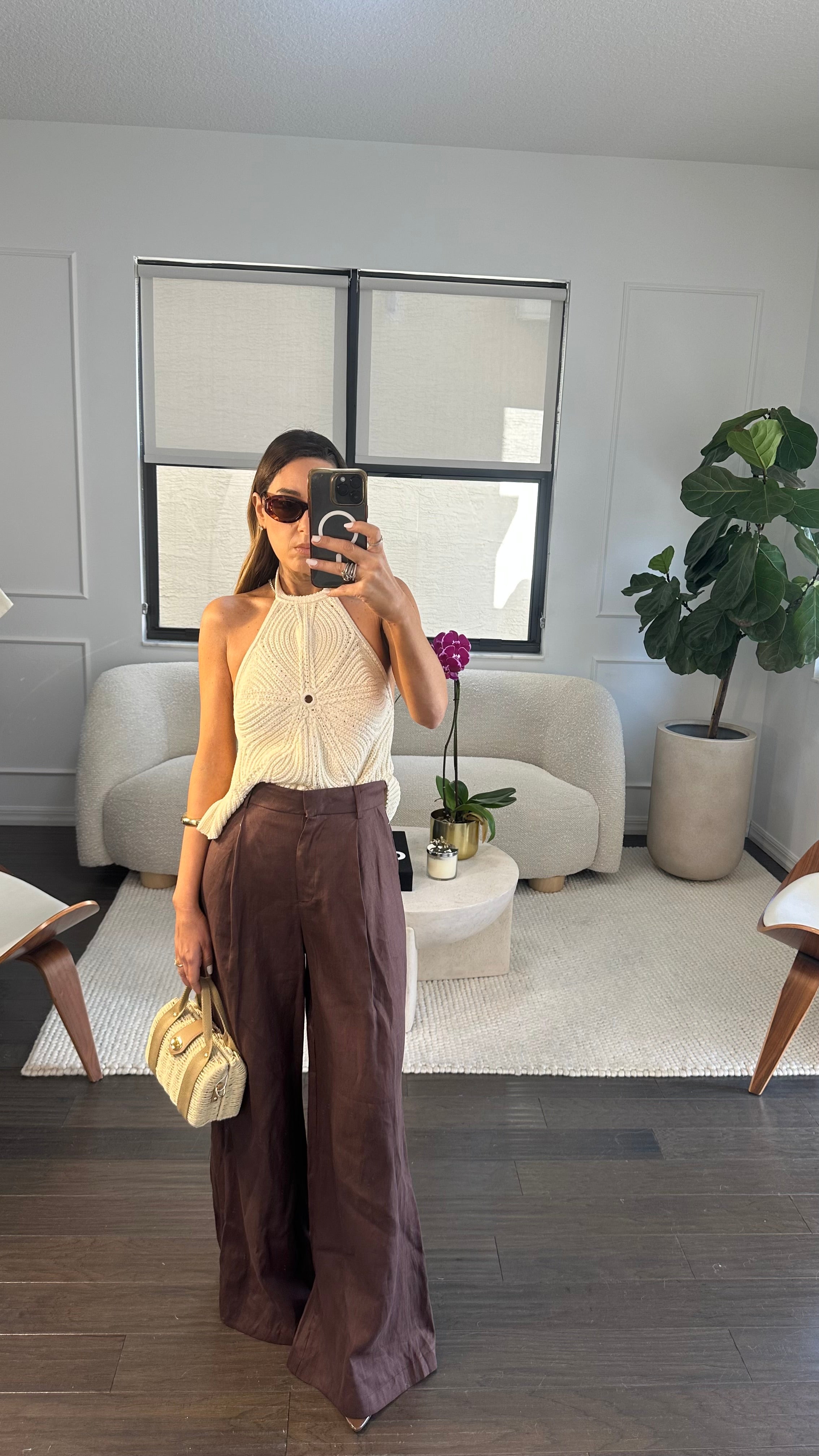 CHOCOLATE LINEN TROUSERS