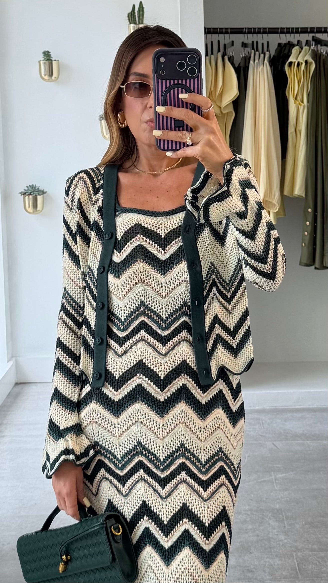 EMERALD ZIGZAG CARDI