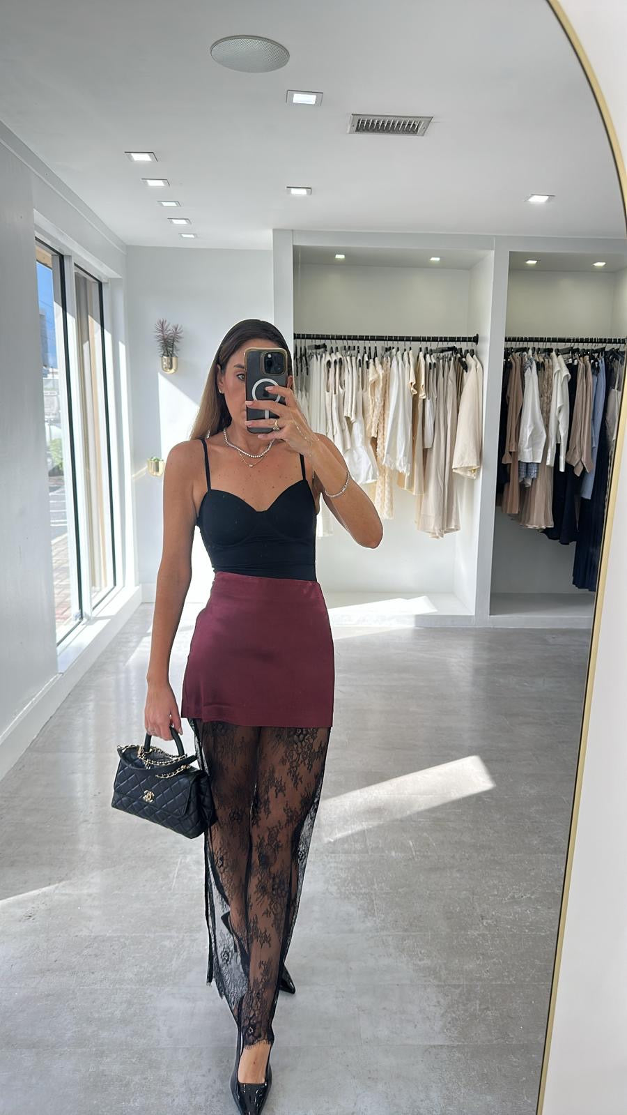 SATIN BURGY MAXI SKIRT