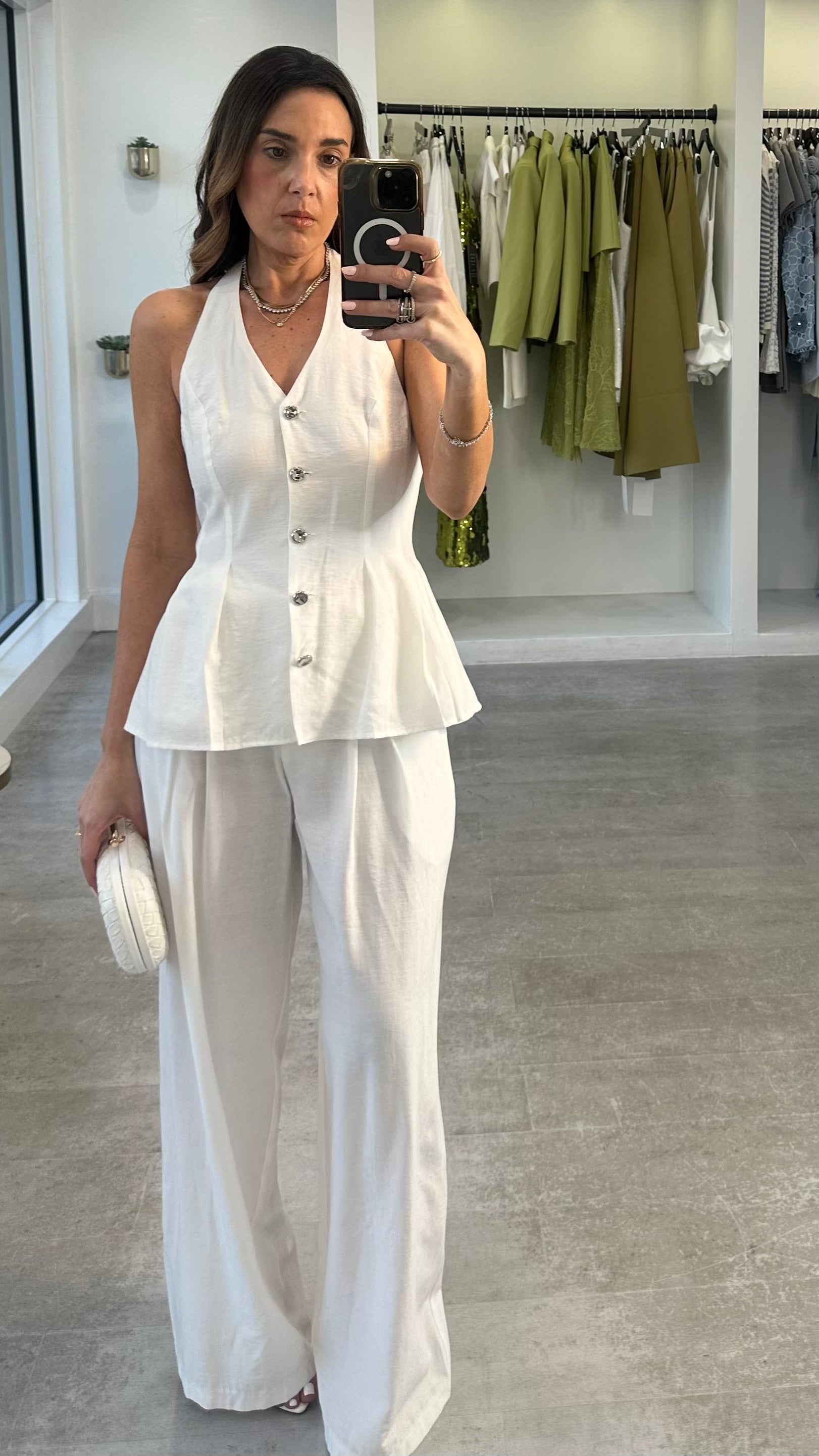 WHITE PEPLUM LINEN SET