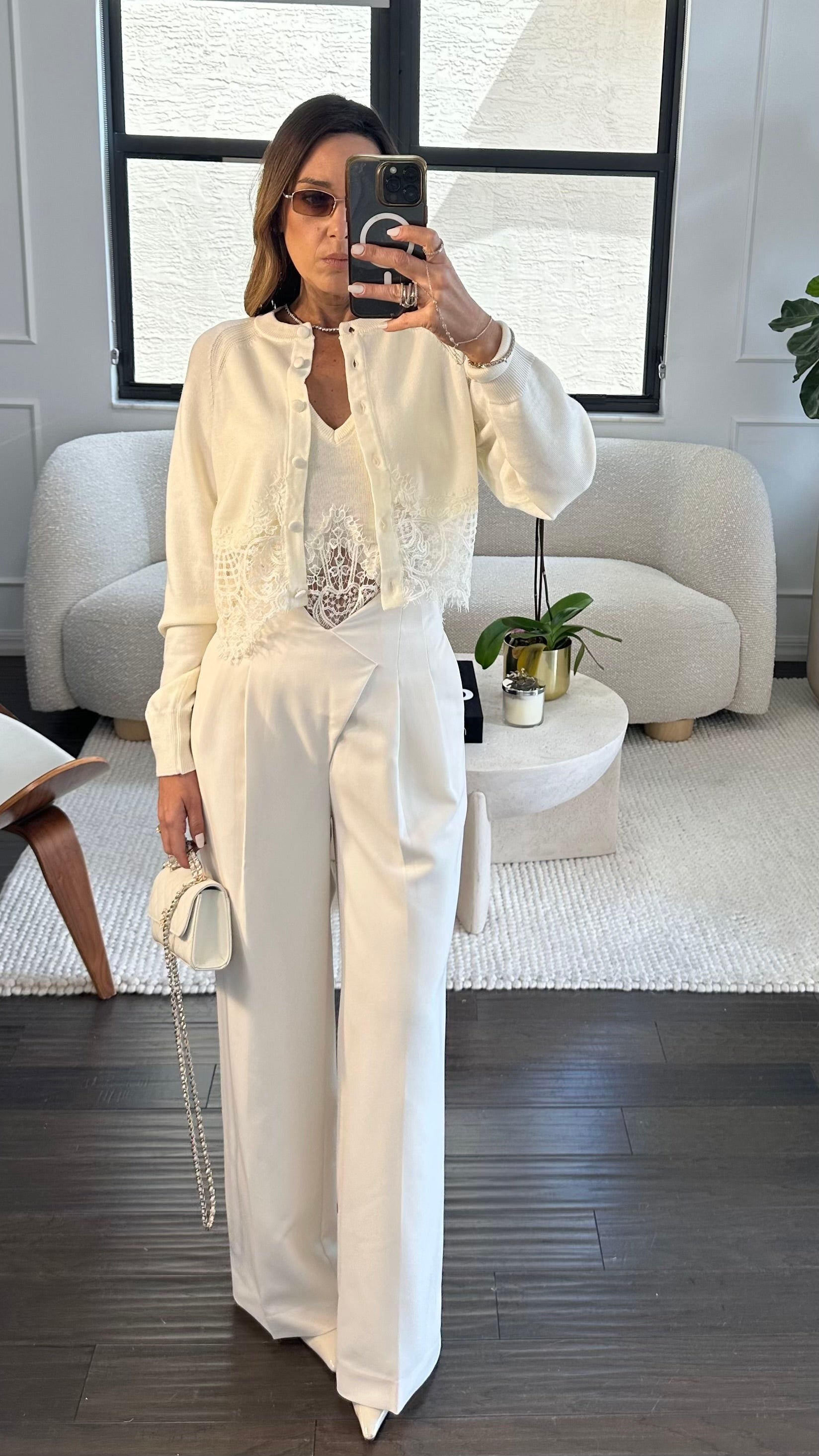 EGGSHELL CROSSOVER TROUSERS