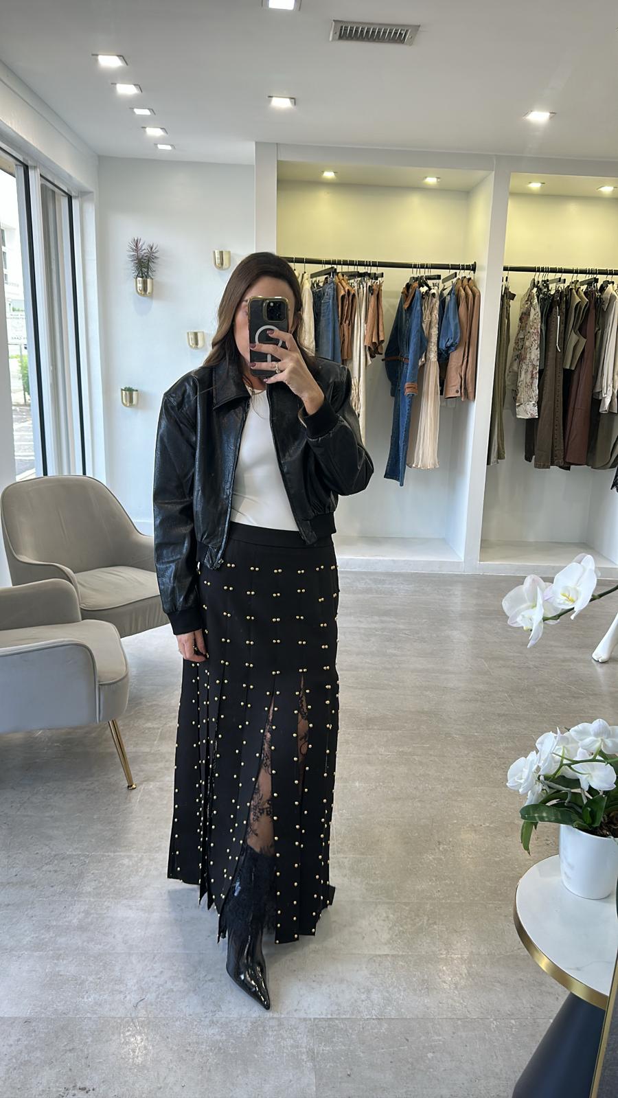 BLACK FRINGE SKIRT