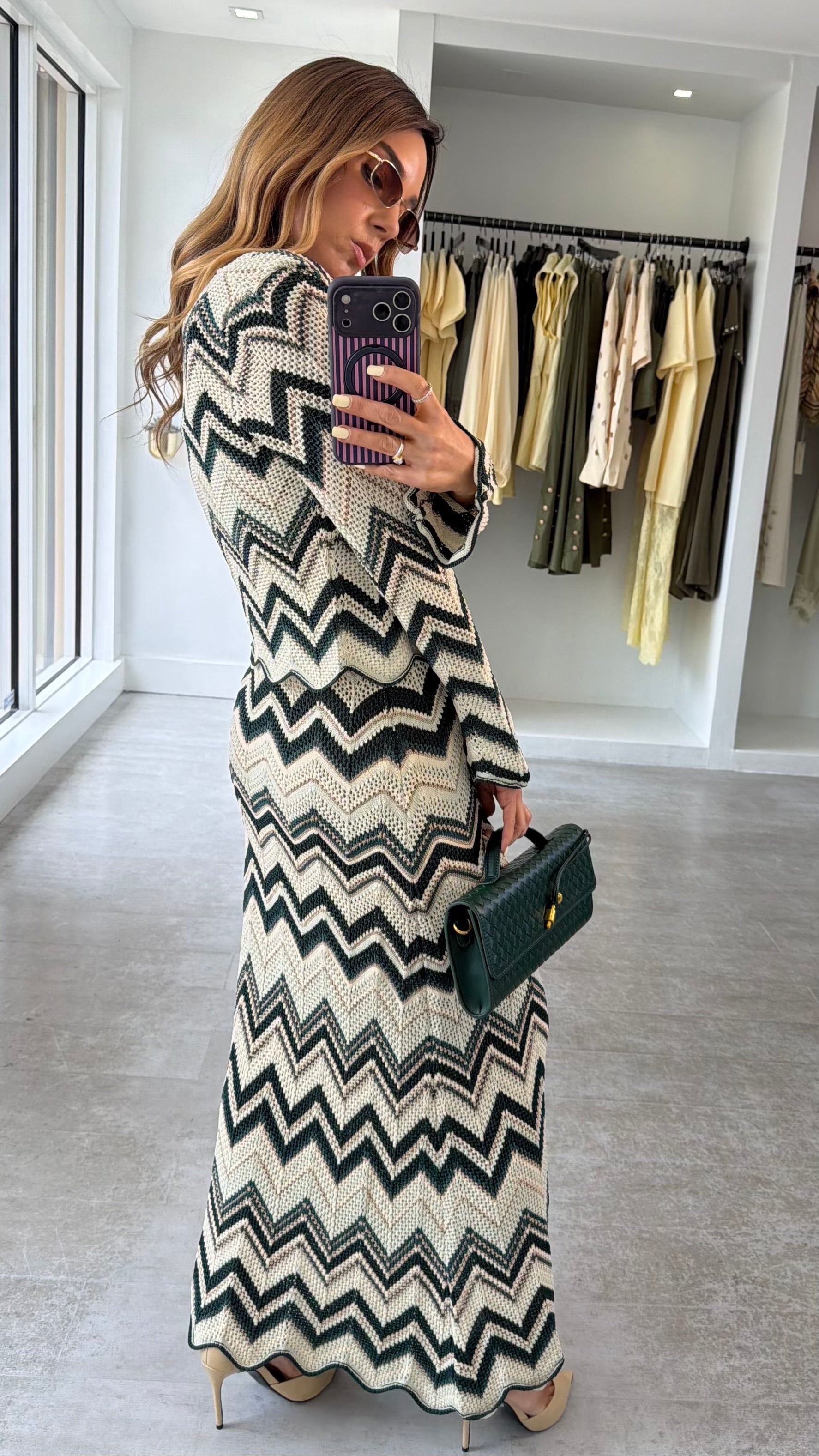 EMERALD ZIGZAG DRESS