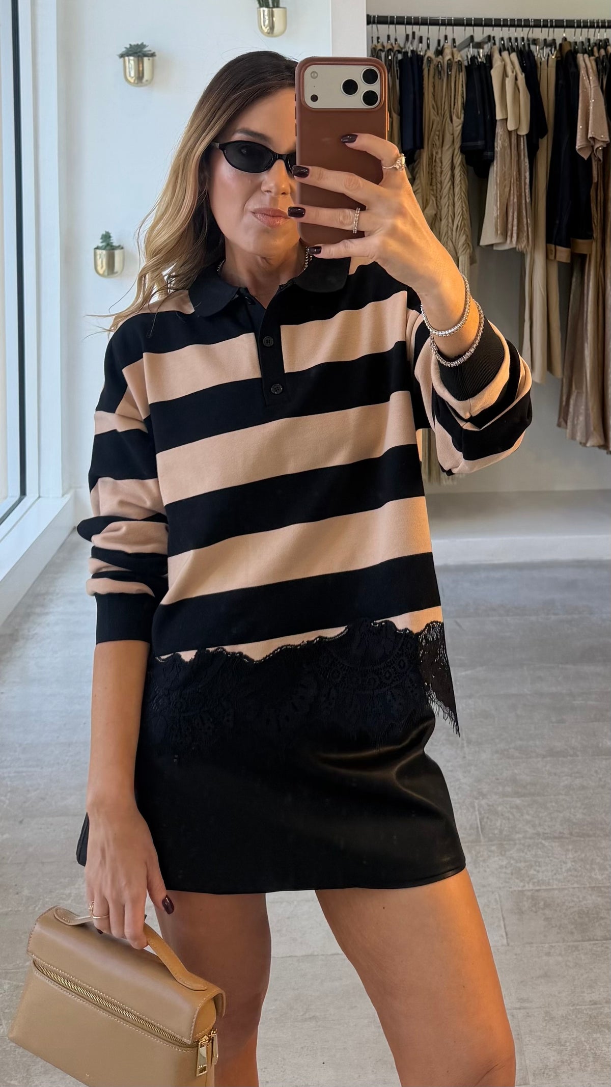 KHAKI STRIPE POLO