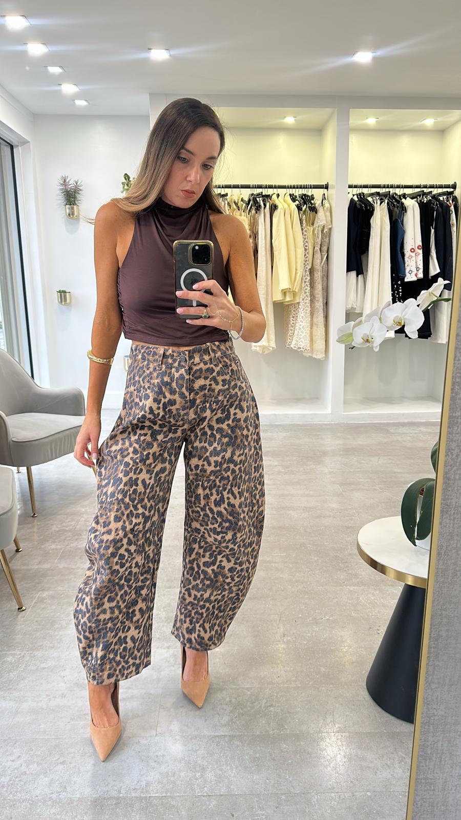 LEOPARD BARREL DENIM