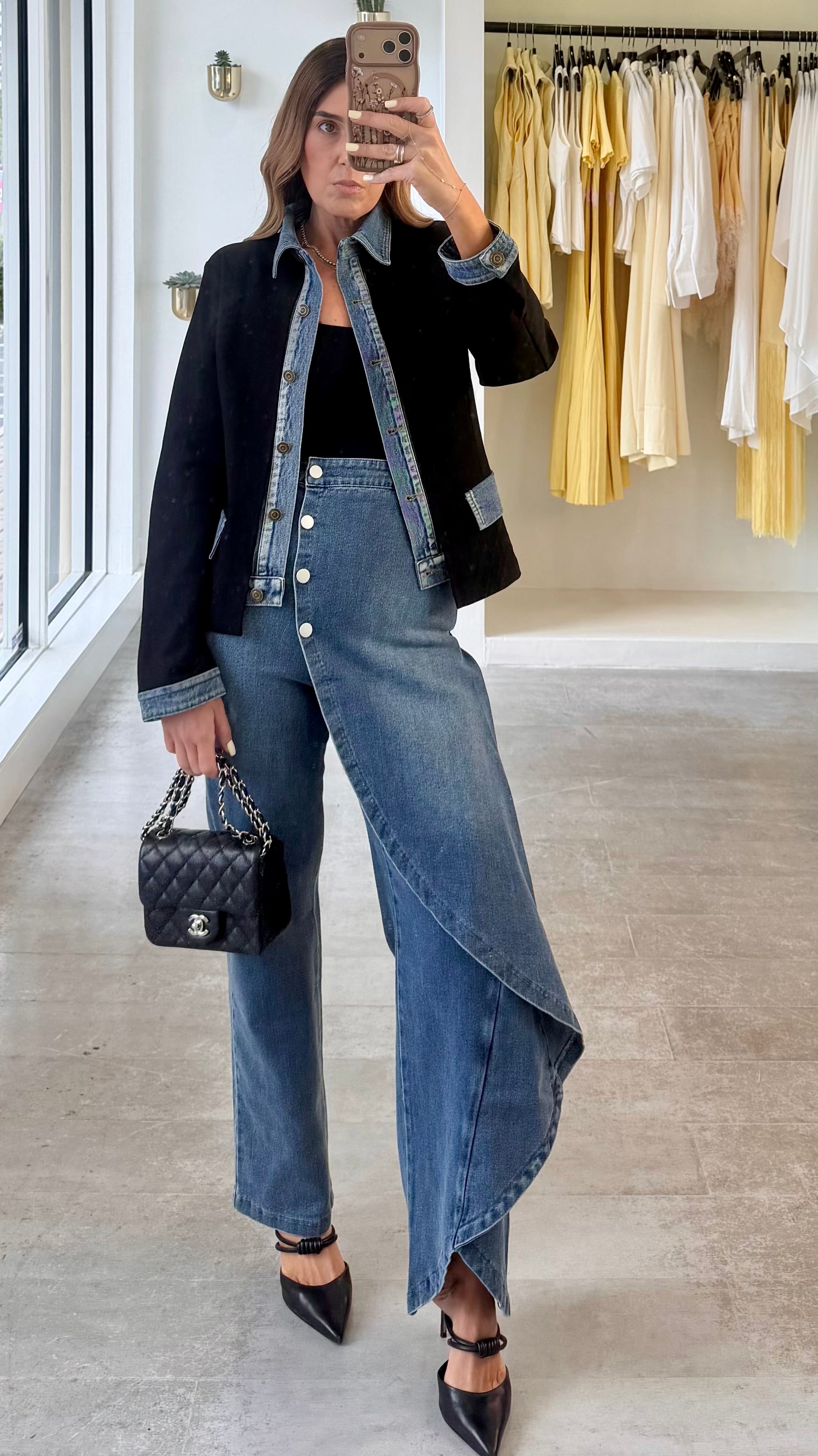 DENIM BLACK KNIT JACKET