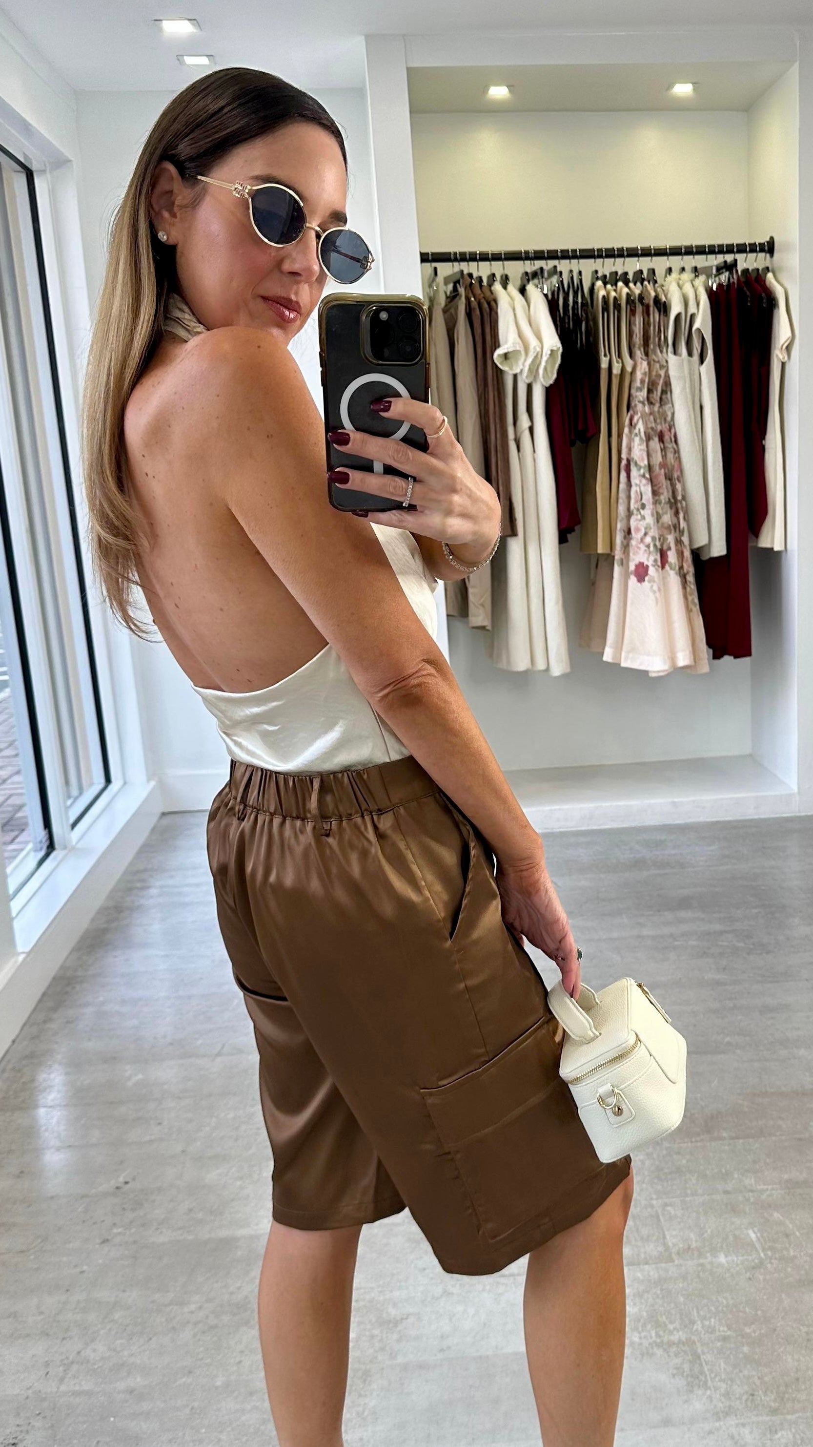 SATIN DRAPE HALTER TOP