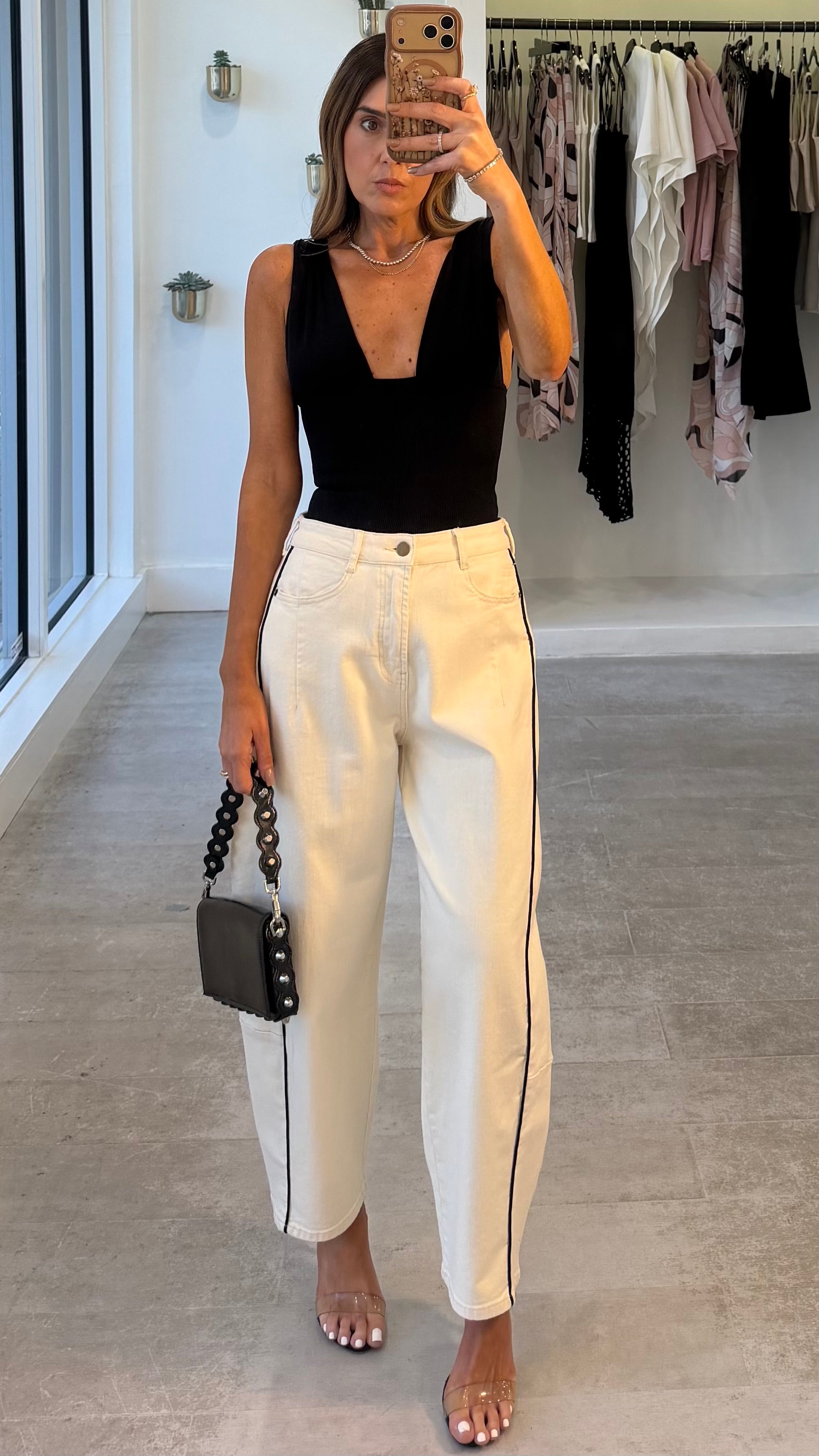 BONE STRIPE DENIM