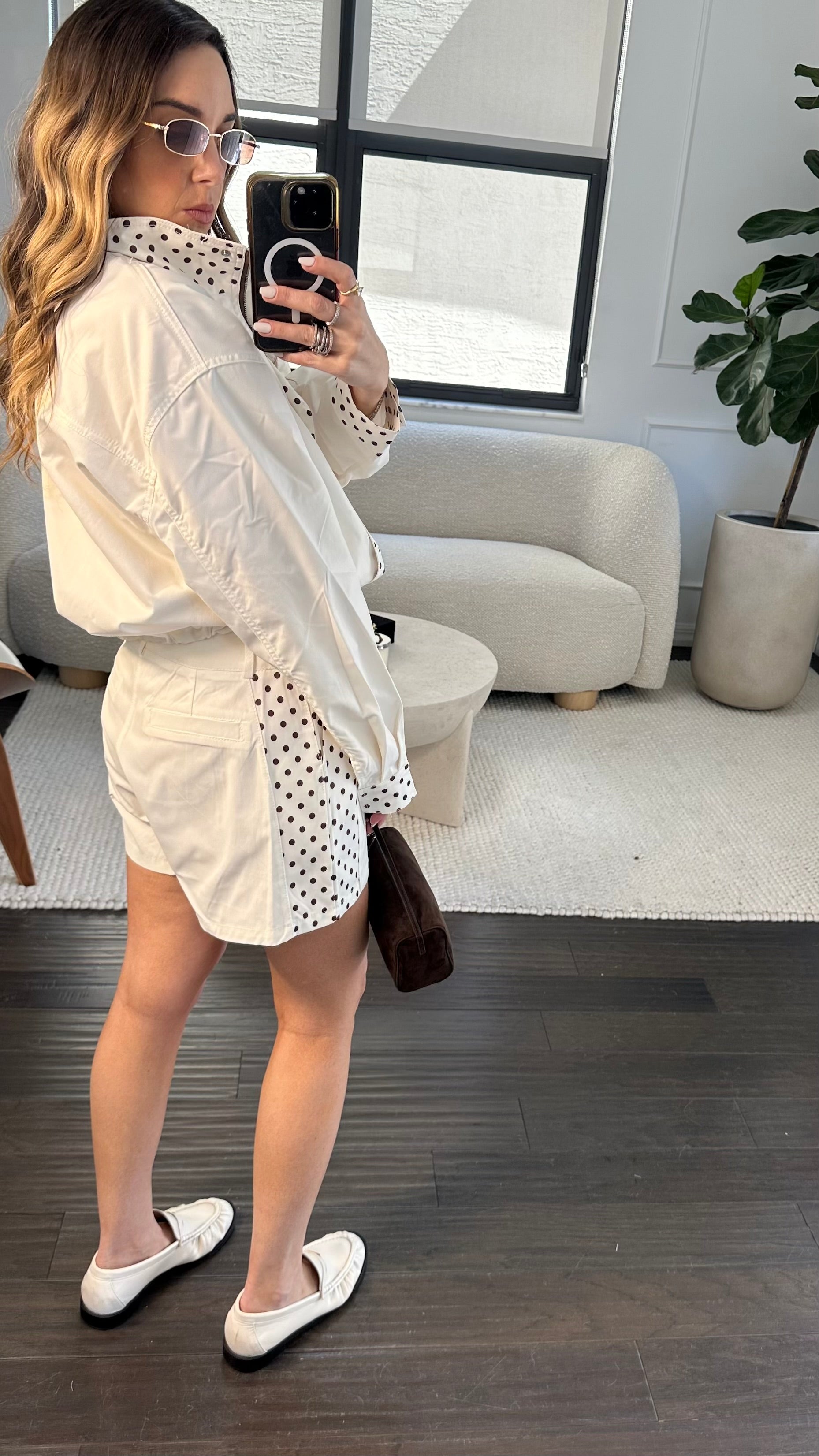 BROWN POLKA SHORT SET