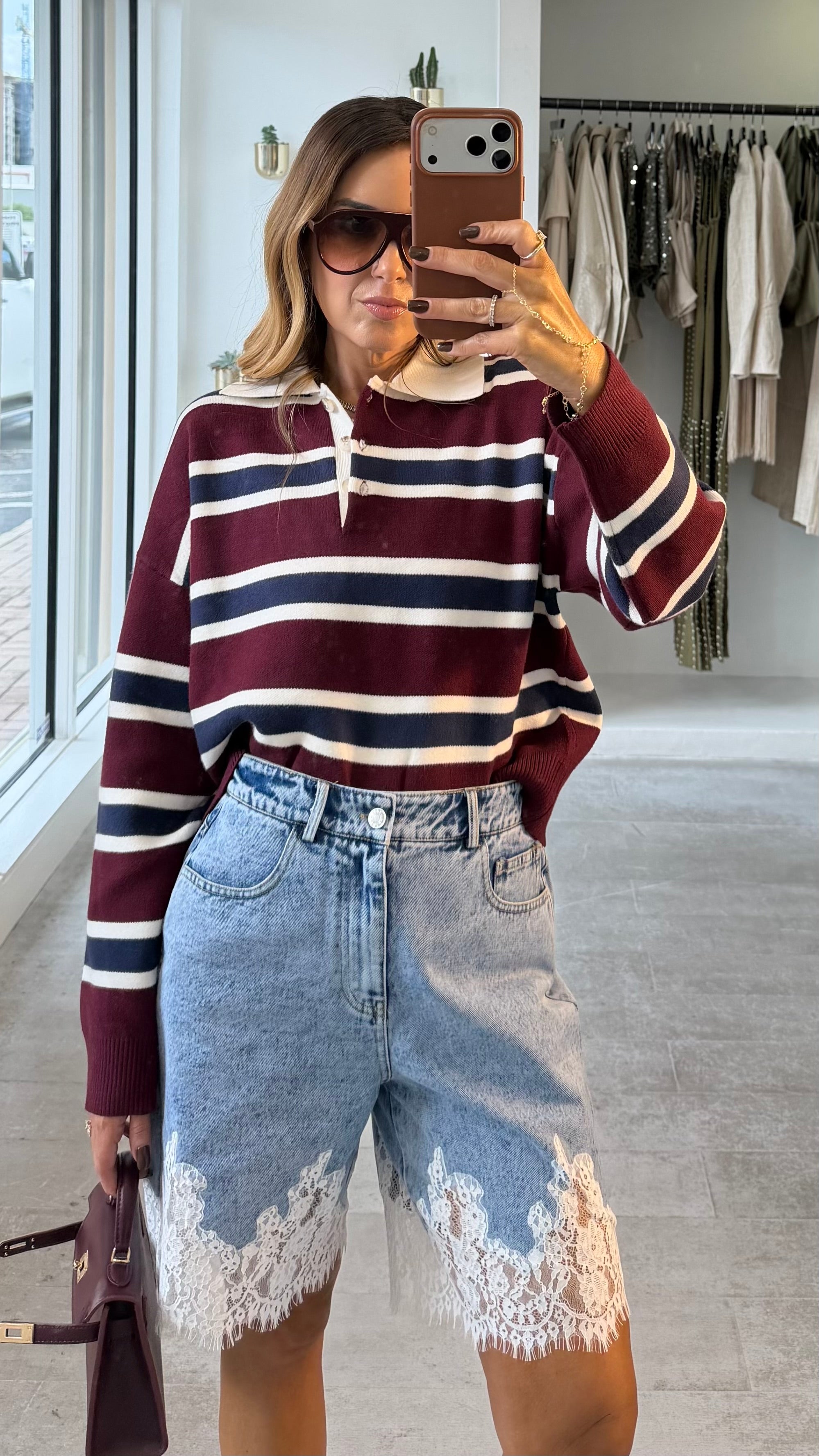 LACE DENIM BERMUDAS