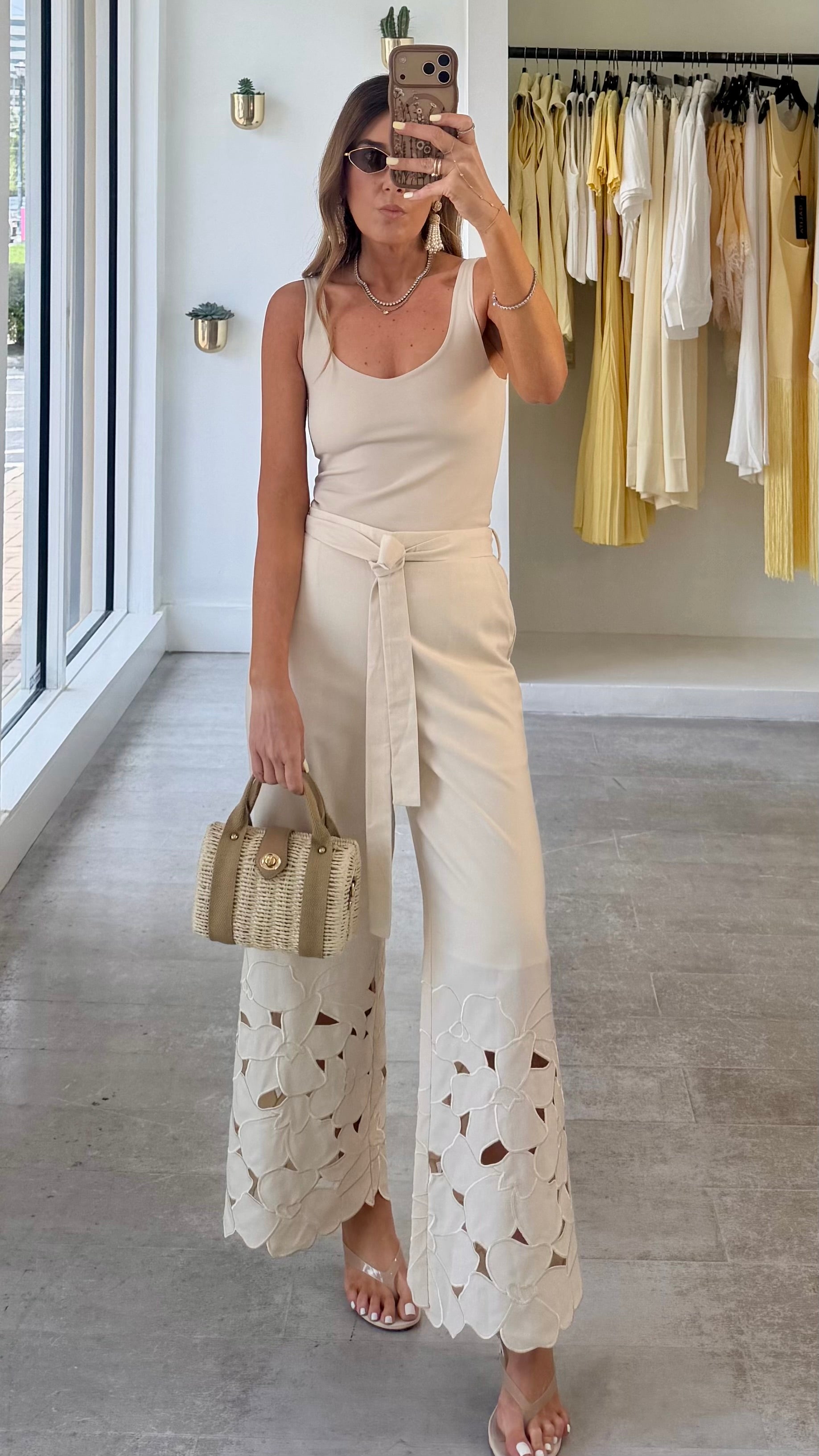 LINEN CUTWORK PANTS