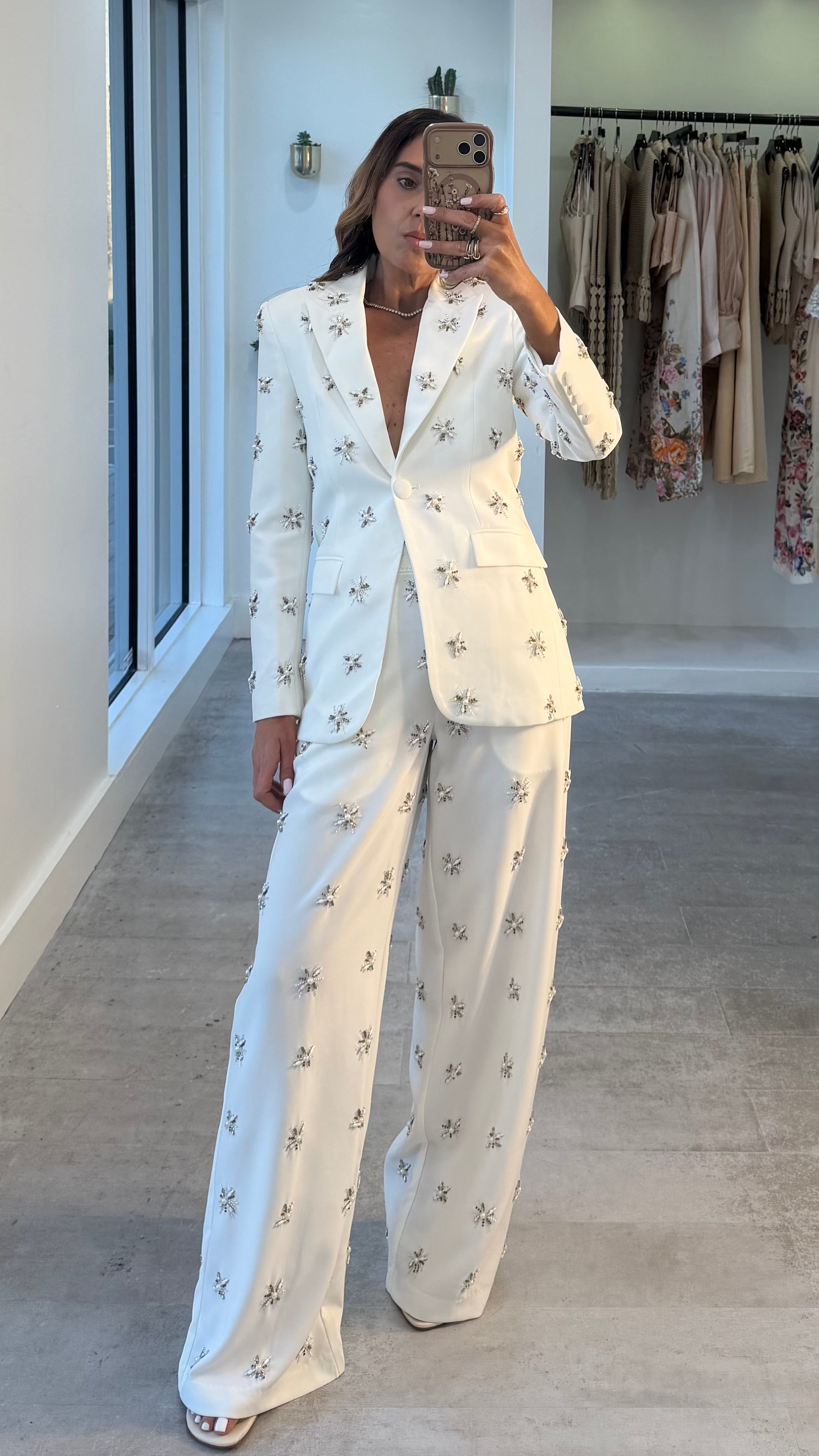 IVORY CRYSTAL BLAZER SET