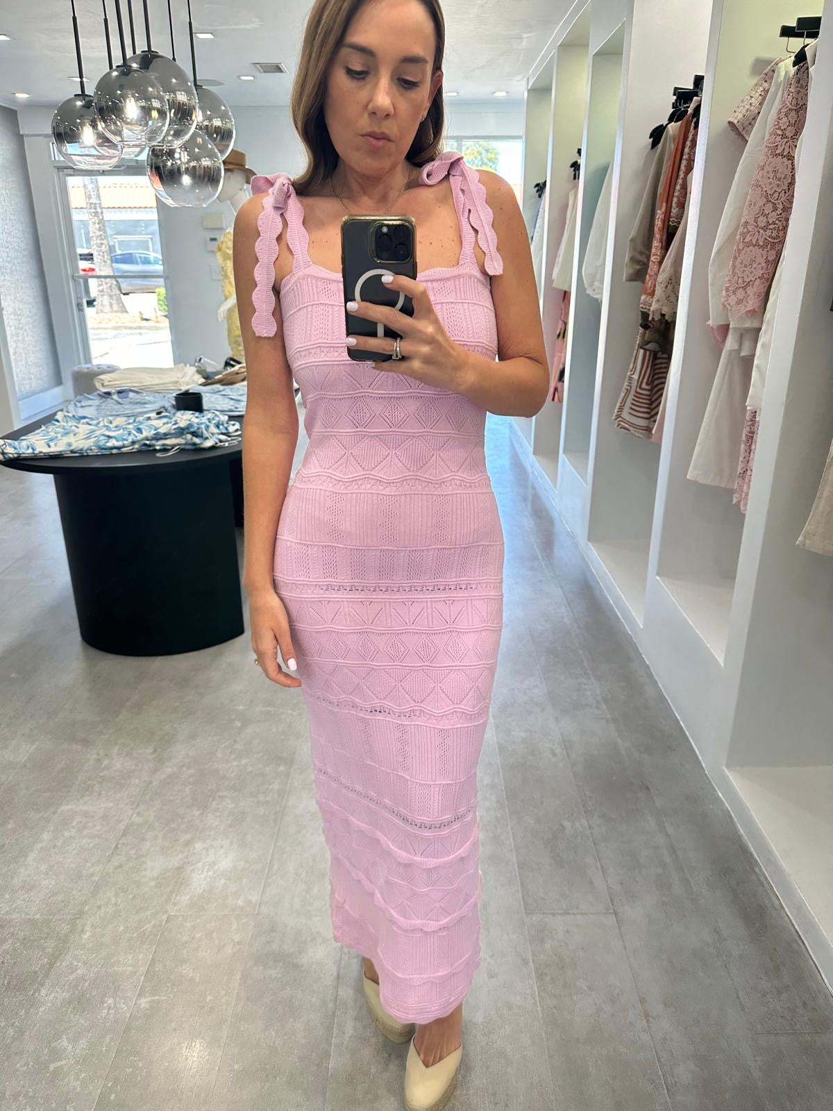 LILA SCALLOPED MIDI