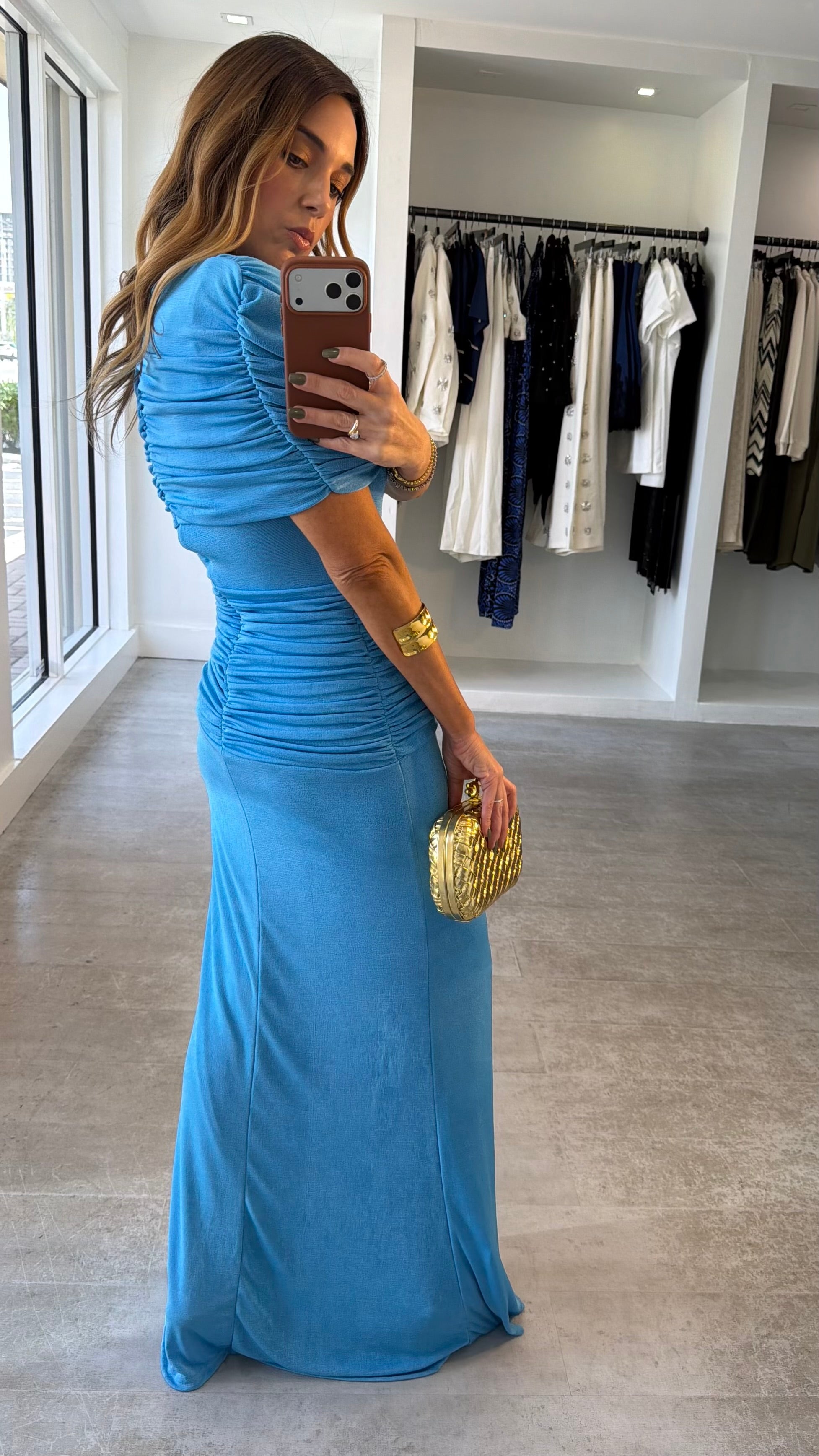 AZURE DRAPED MAXI