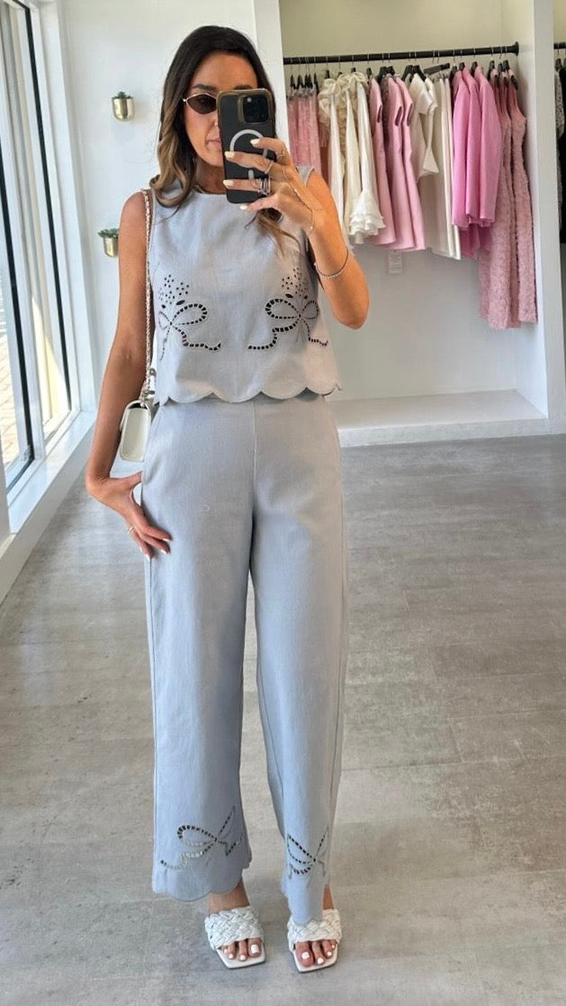 SKY EYELET PANT SET