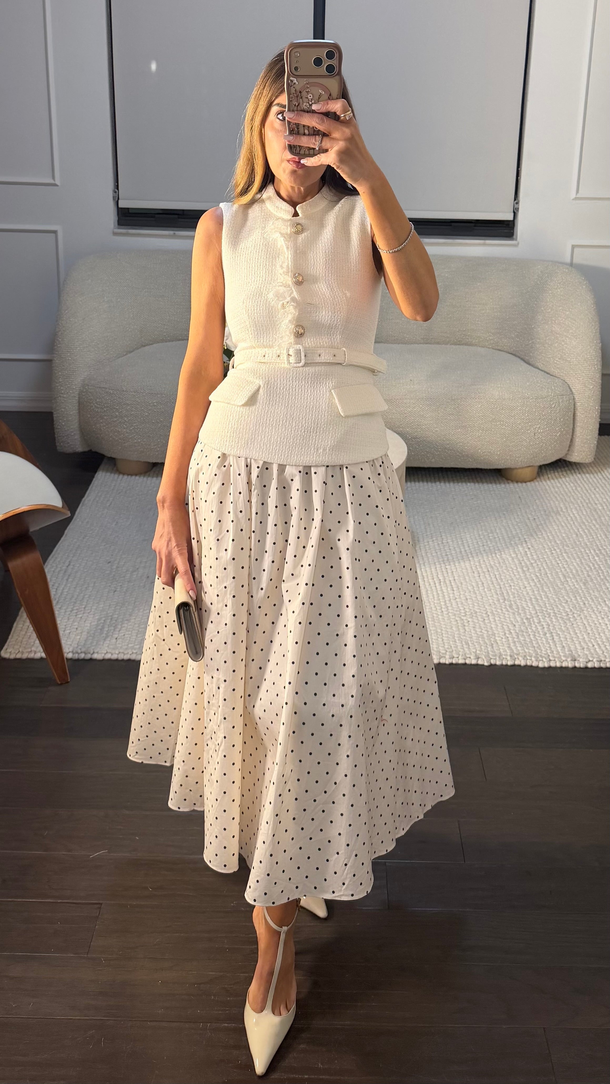 CHIC TWEED DOT MIDI