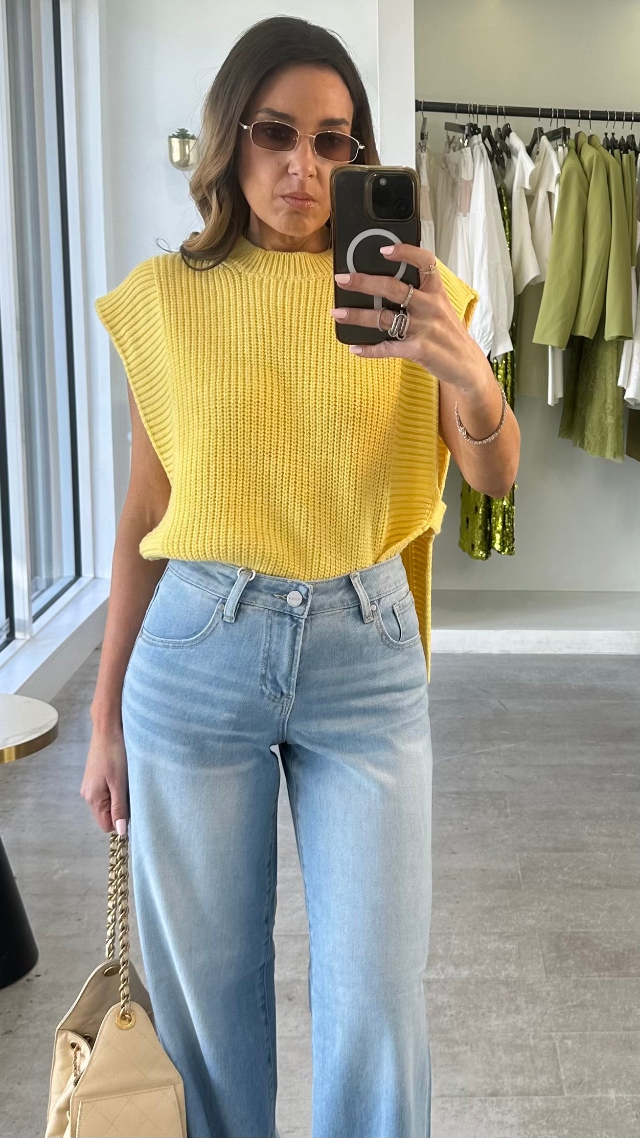 YELLOW VEST KNIT TOP